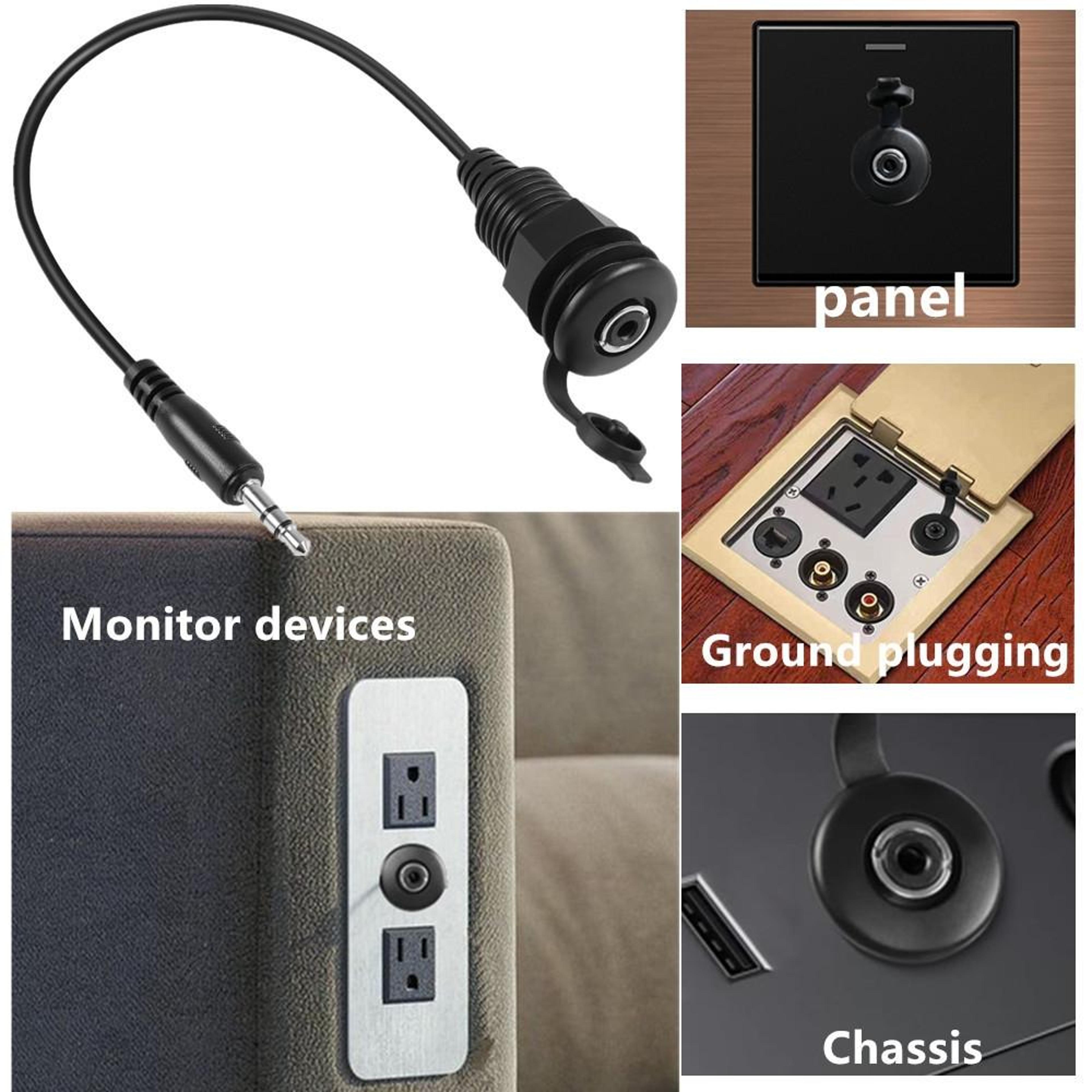 35mm Panel Mount Audio Cable With Threaded Jack Waterproof Audio Extension Cable For Car Marine Ste 6