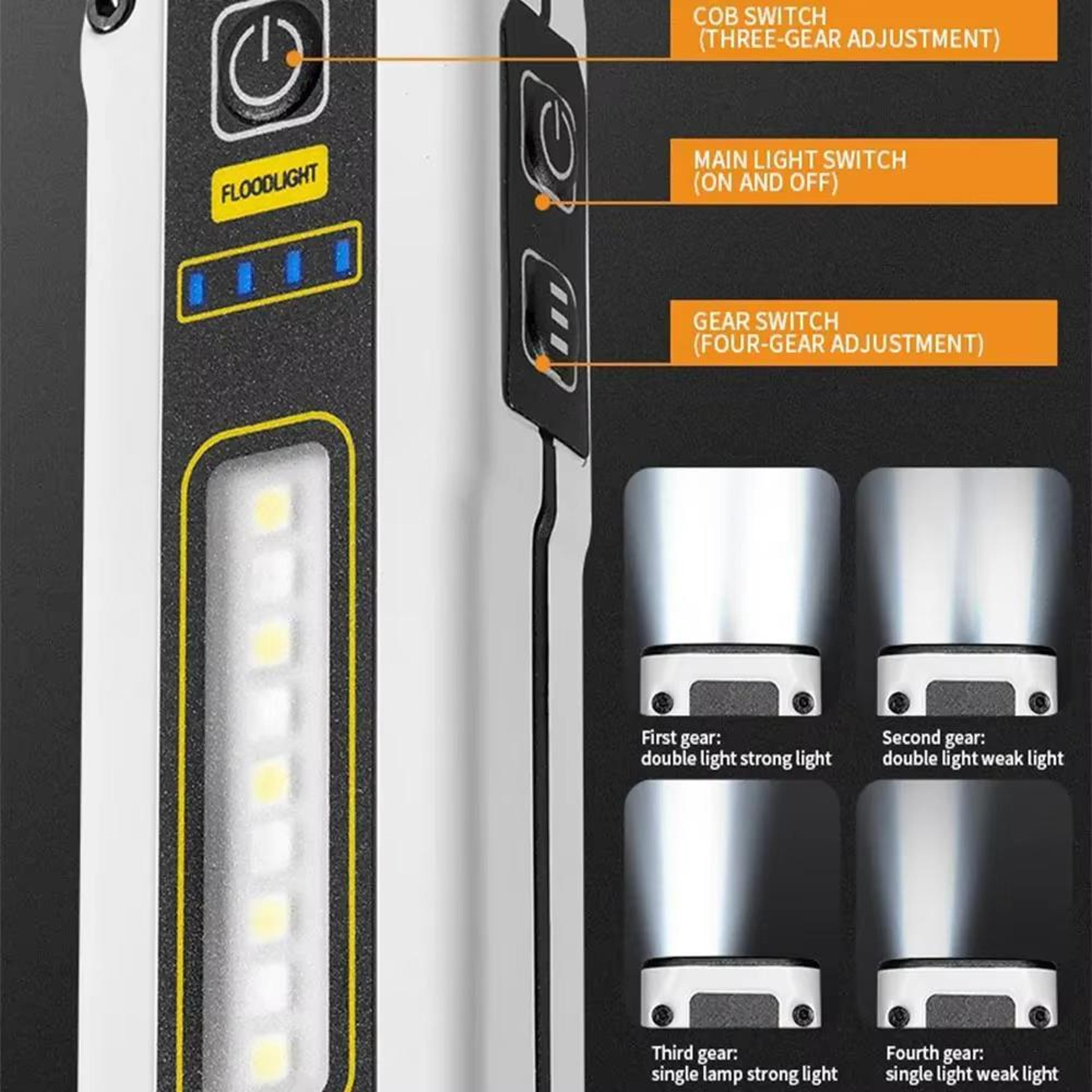 LED Work Light With Power Display Magnetic COB Flashlight For Emergency Repair  Outdoor Use 10