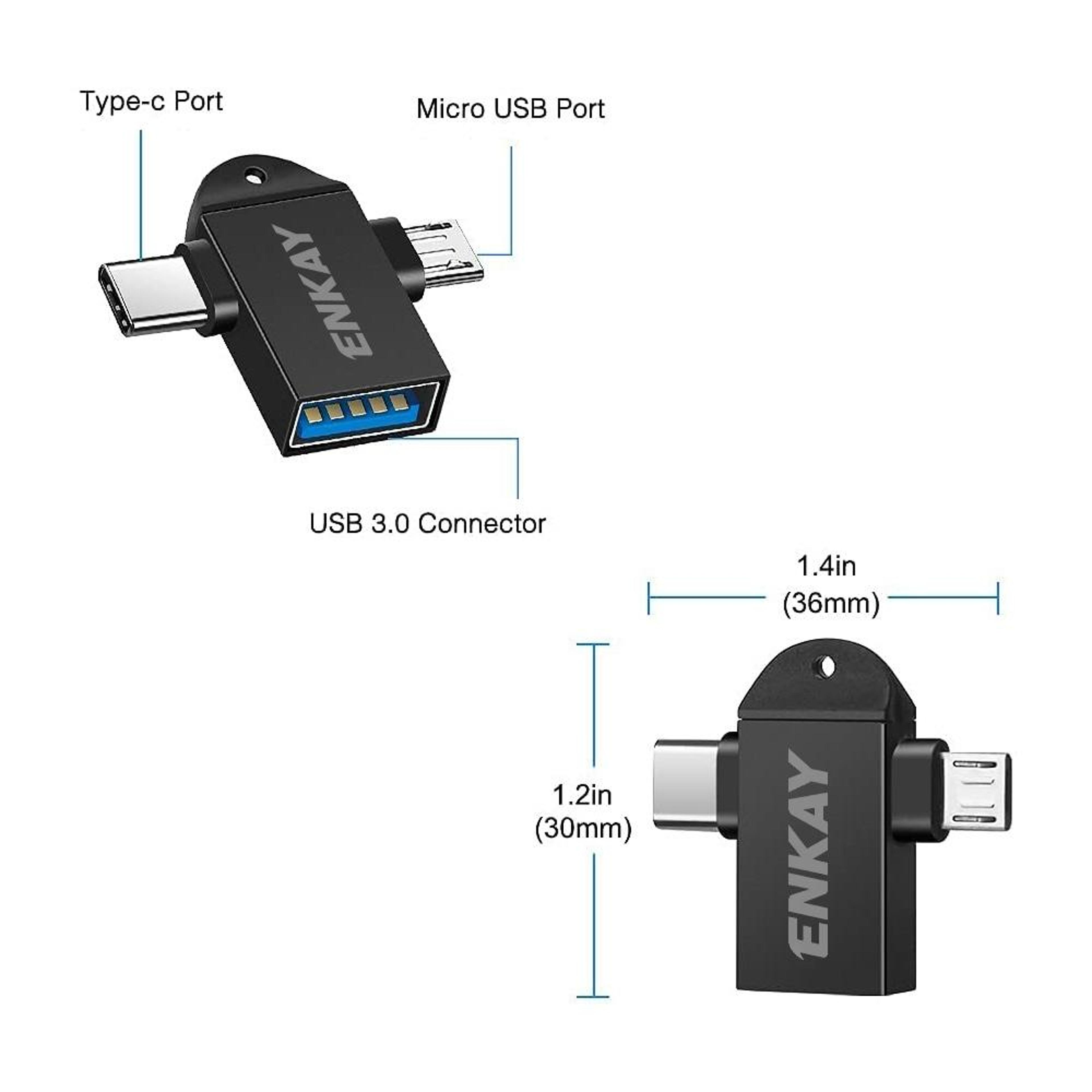 2 In 1 USB C  Micro USB OTG Adapter USB High Speed Data Transfer Dongle 6