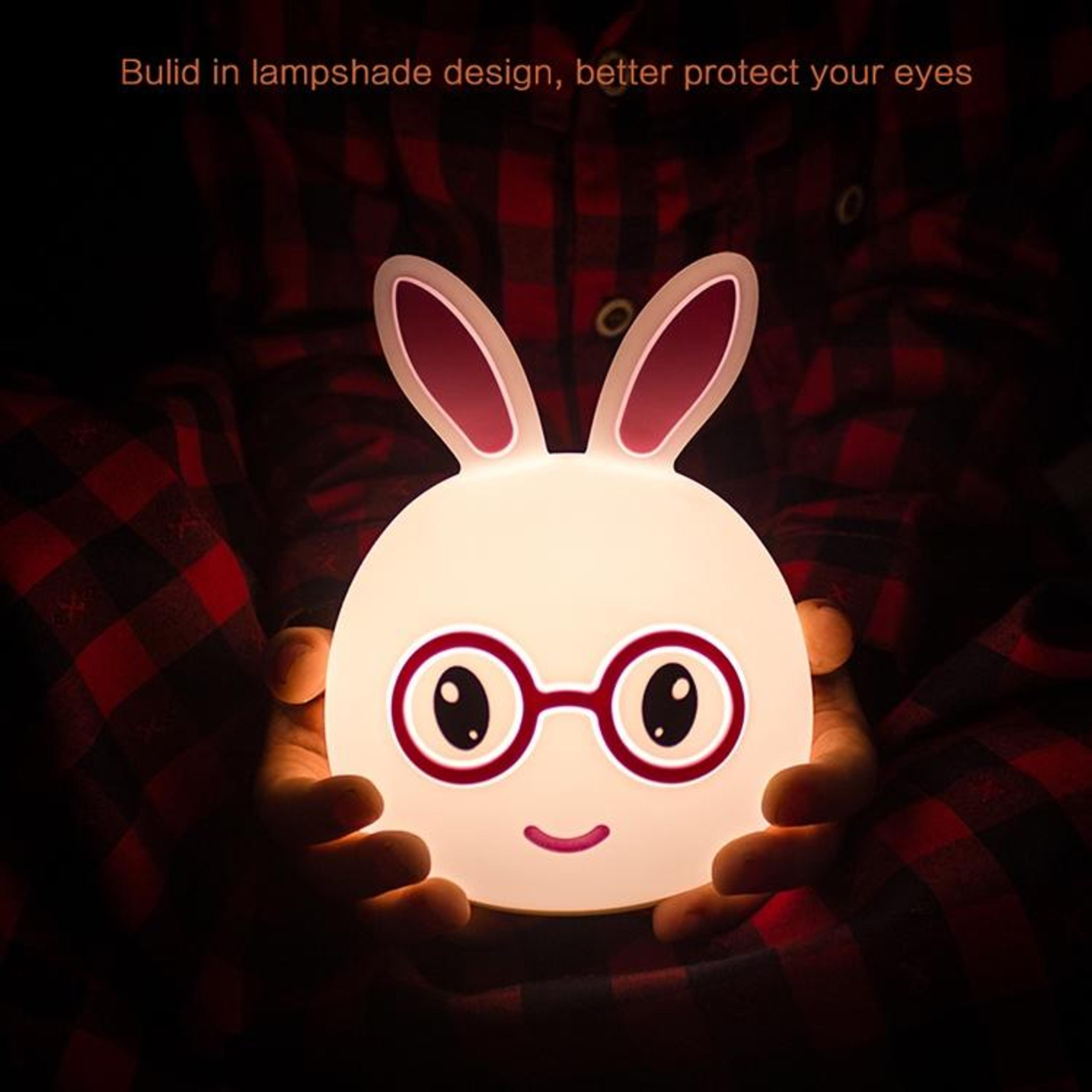 3D LED Rabbit Night Light Touch Control USB Rechargeable Lamp For Kids  Bedroom Decor 4