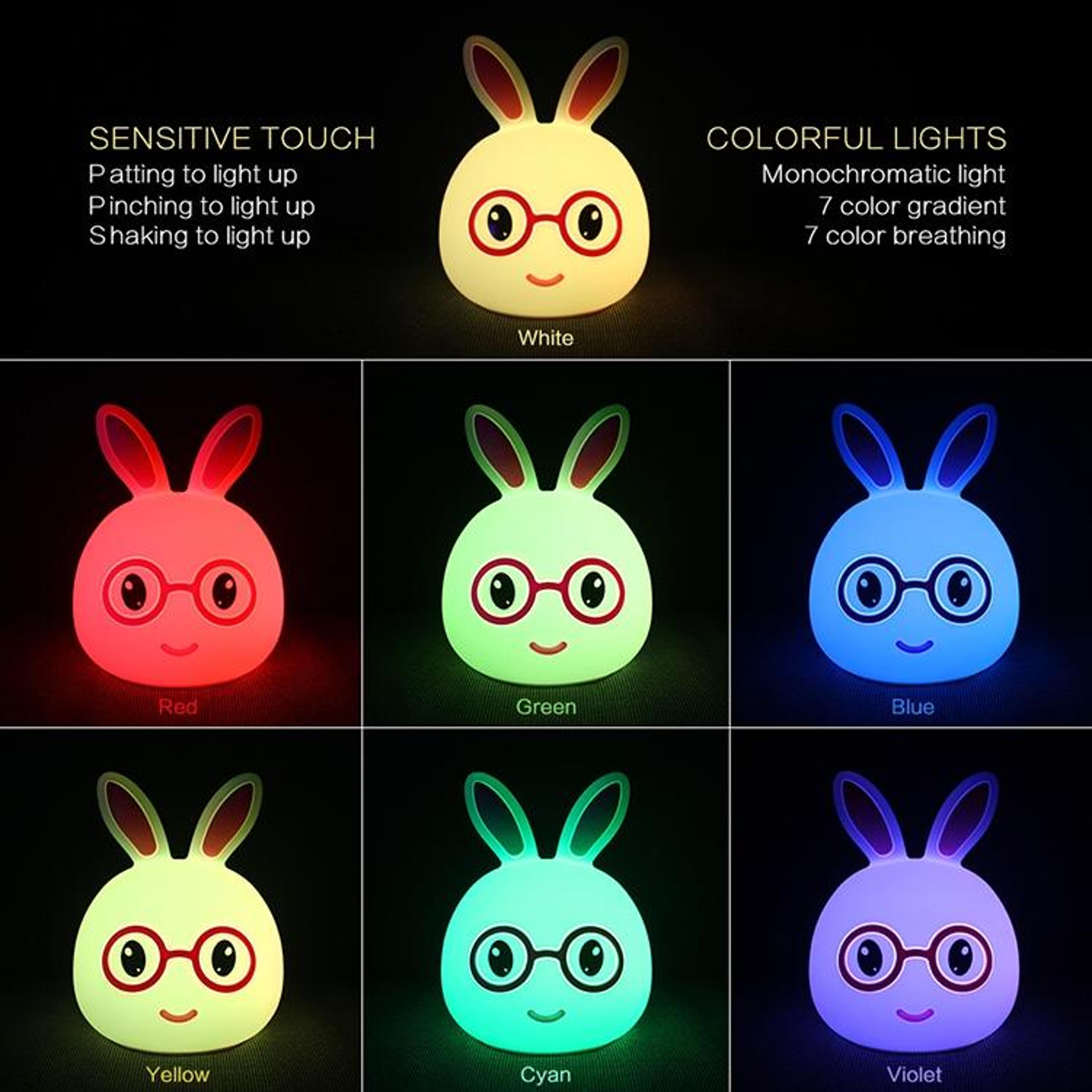 3D LED Rabbit Night Light Touch Control USB Rechargeable Lamp For Kids  Bedroom Decor 5
