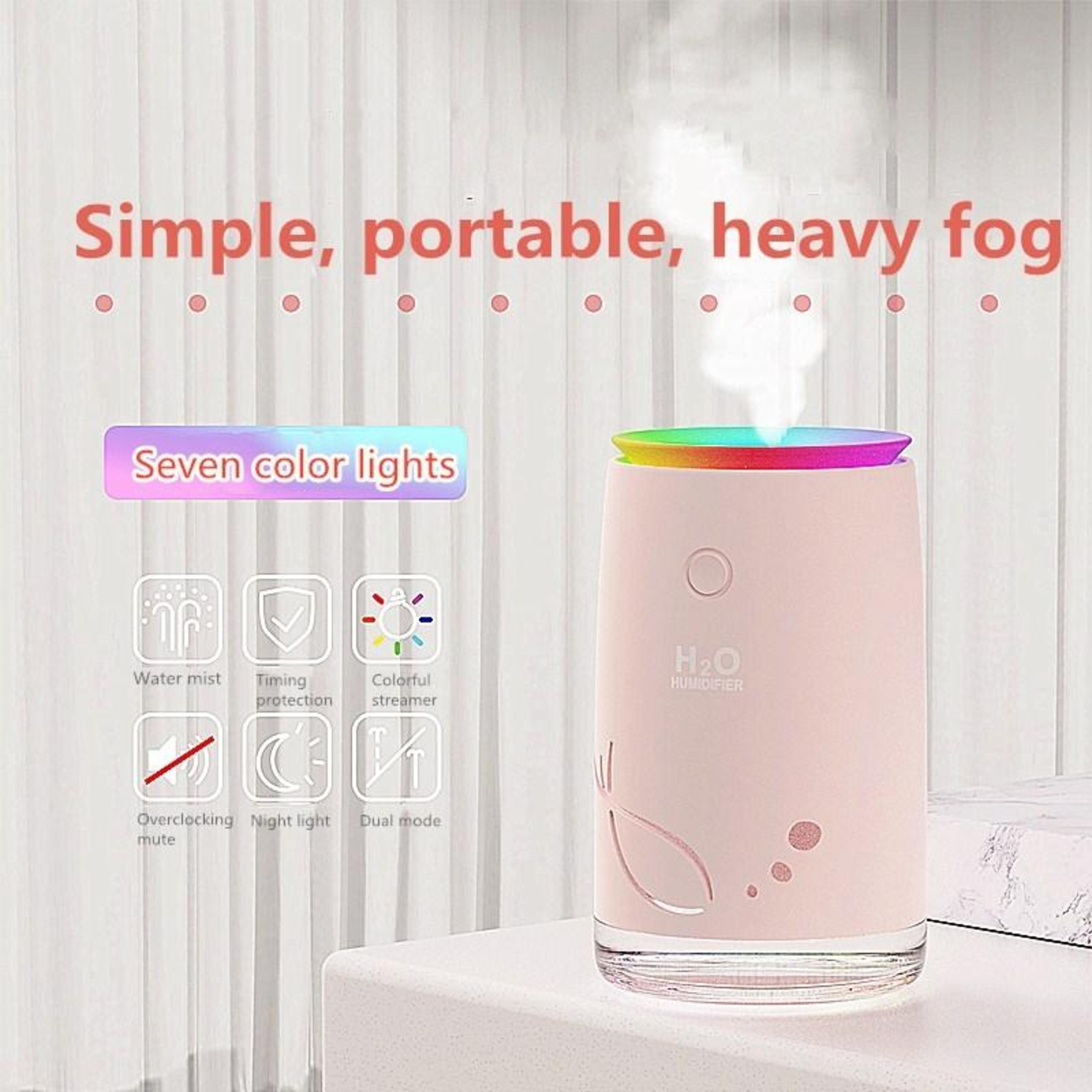 Fish Pattern Portable USB Cool Mist Mini Humidifier For Bedroom Office Silent Desk Air Moisture Dev 7