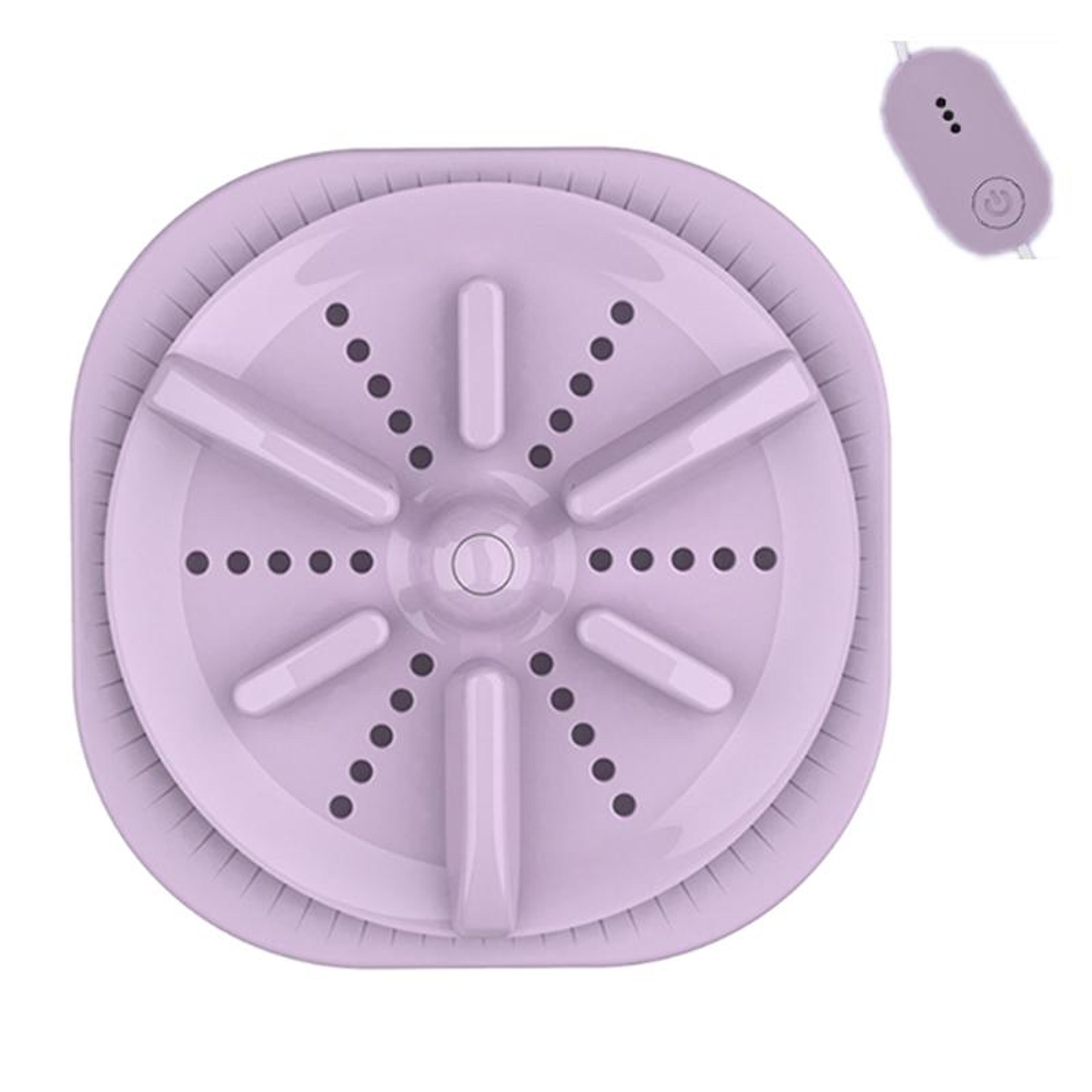 Portable Mini Washing Machine With Remote Control Timer Turbo Ultrasonic Travel Washer Purple 3