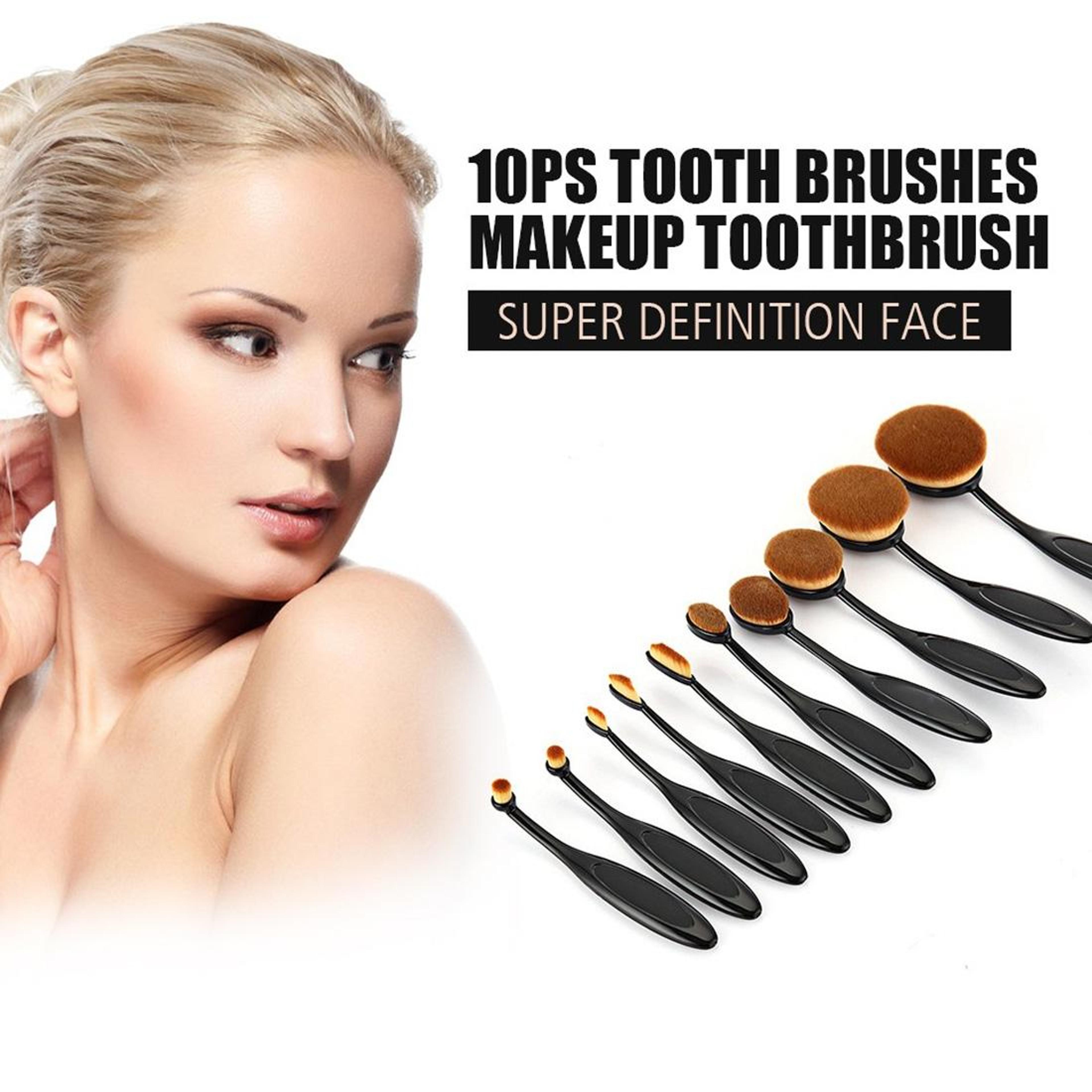 Toothbrush Makeup Brush Set Soft Dense Oval Brushes For Flawless Foundation  Eyebrow Blending 3