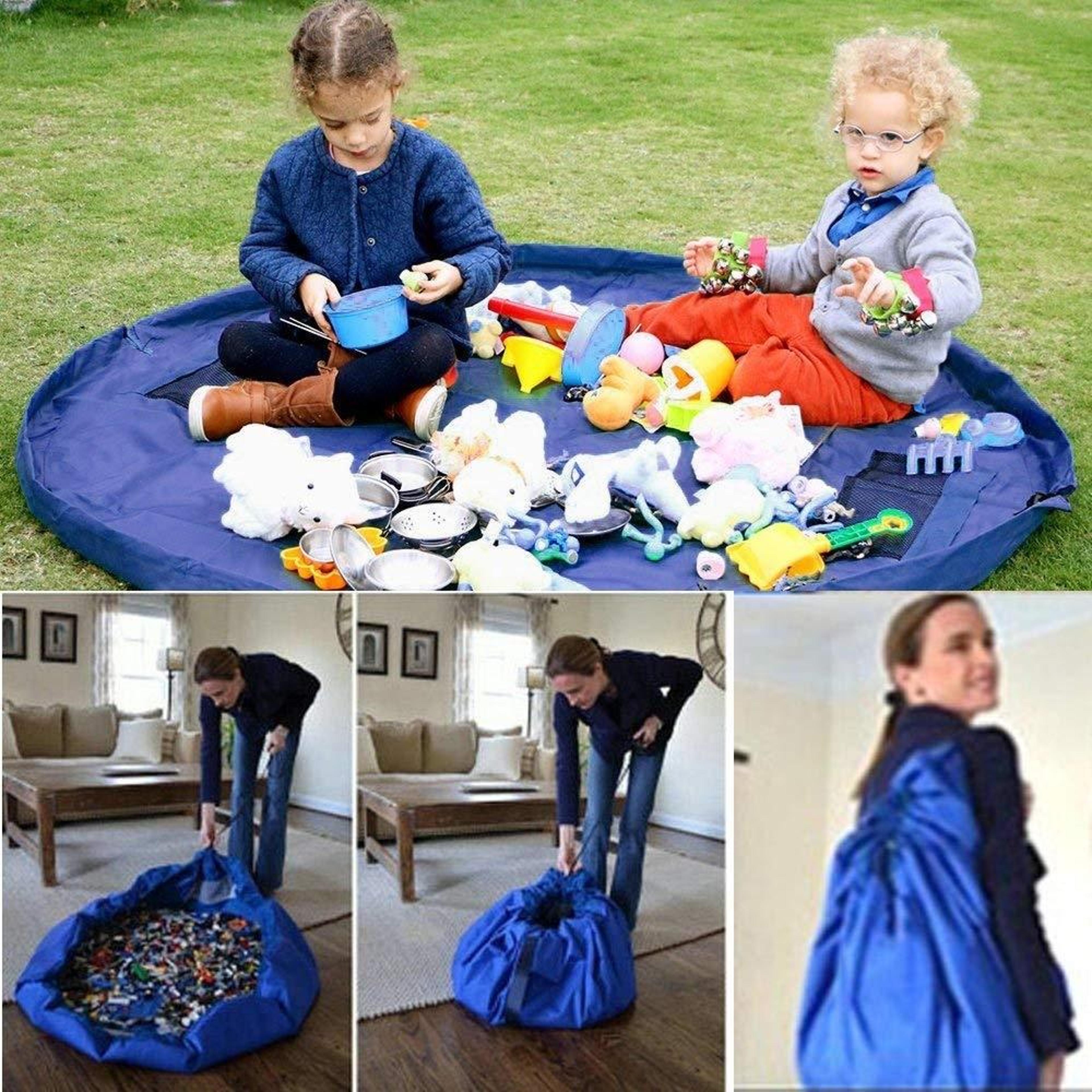 portable kids toy storage bag and drawstring play mat