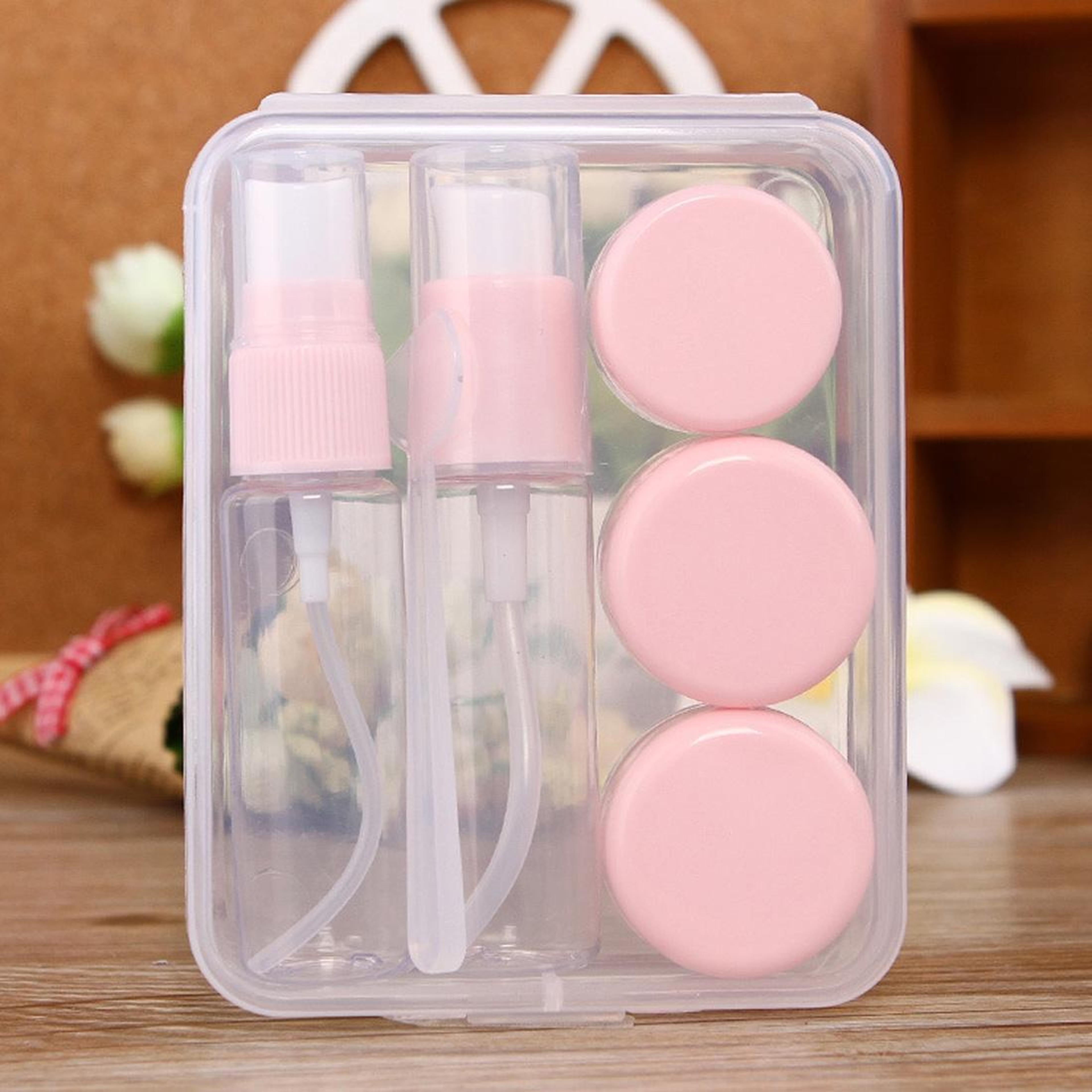 Travel Size Toiletry Bottles Set Pink Leakproof Cosmetic Containers Kit 3