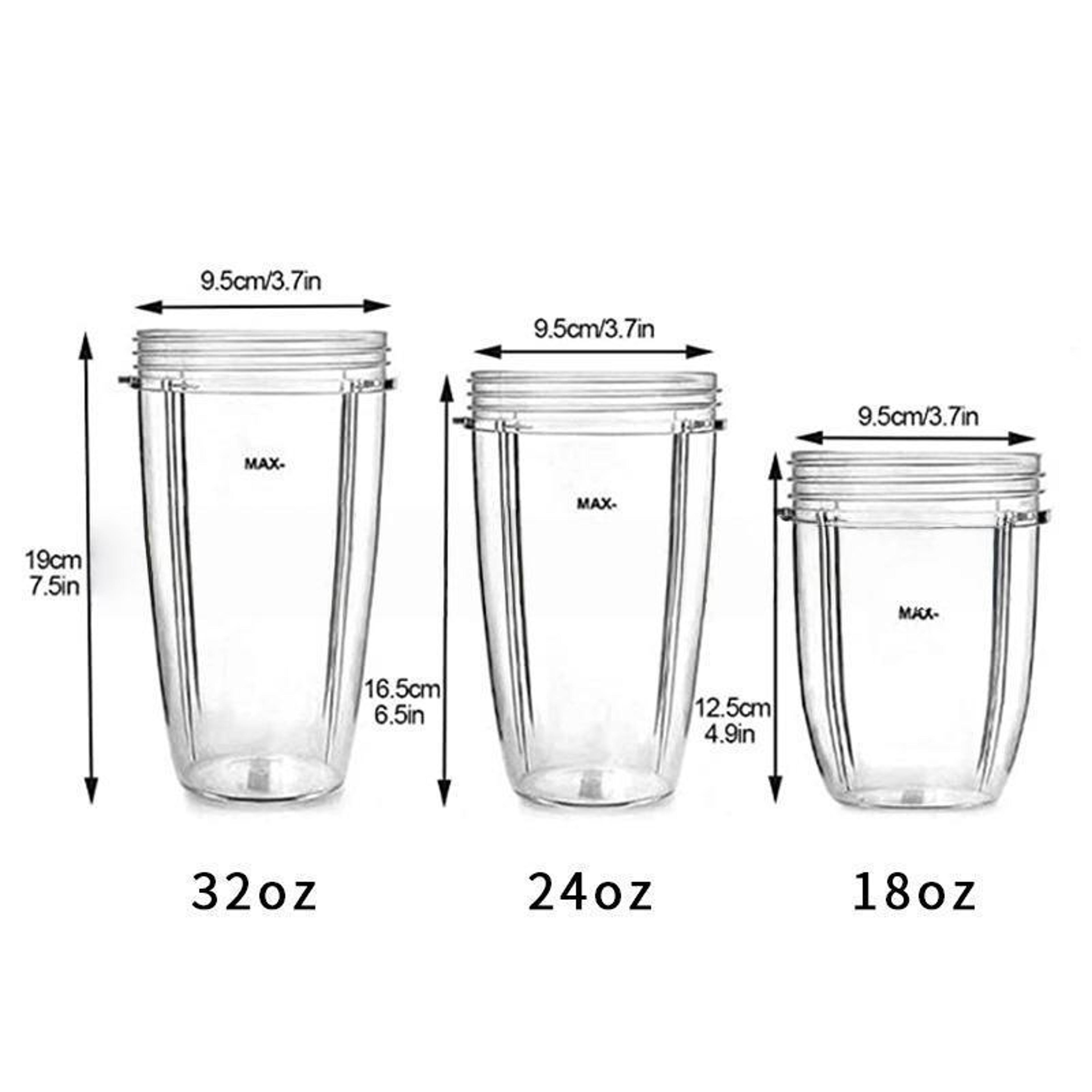 Nutribullet Replacement Cups Set 18oz 24oz 32oz Durable Blender Cups For Smoothies  Juicing 2