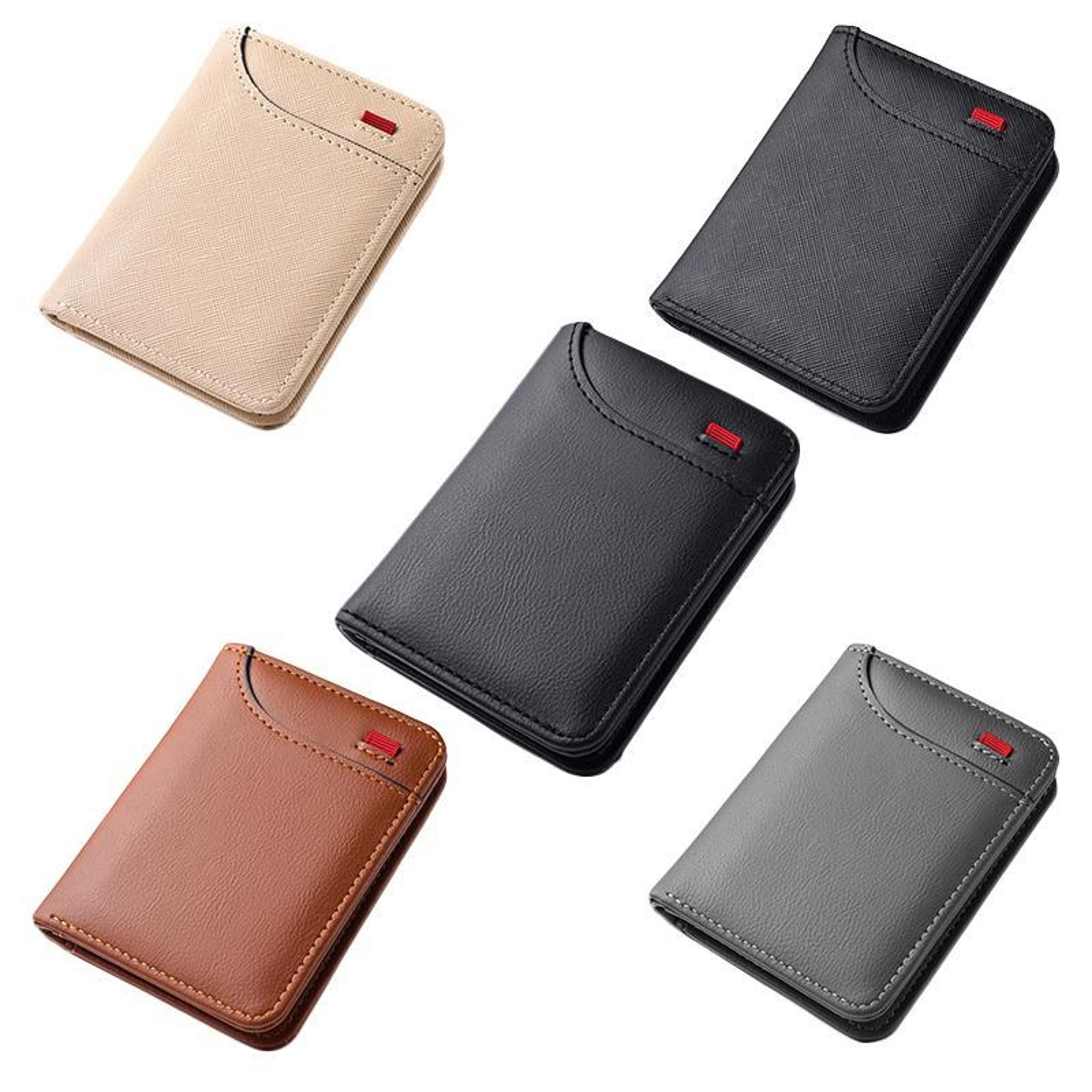 Men Leather Wallet Slim Vertical Card Holder Compact ID Wallet For Everyday Carry 4