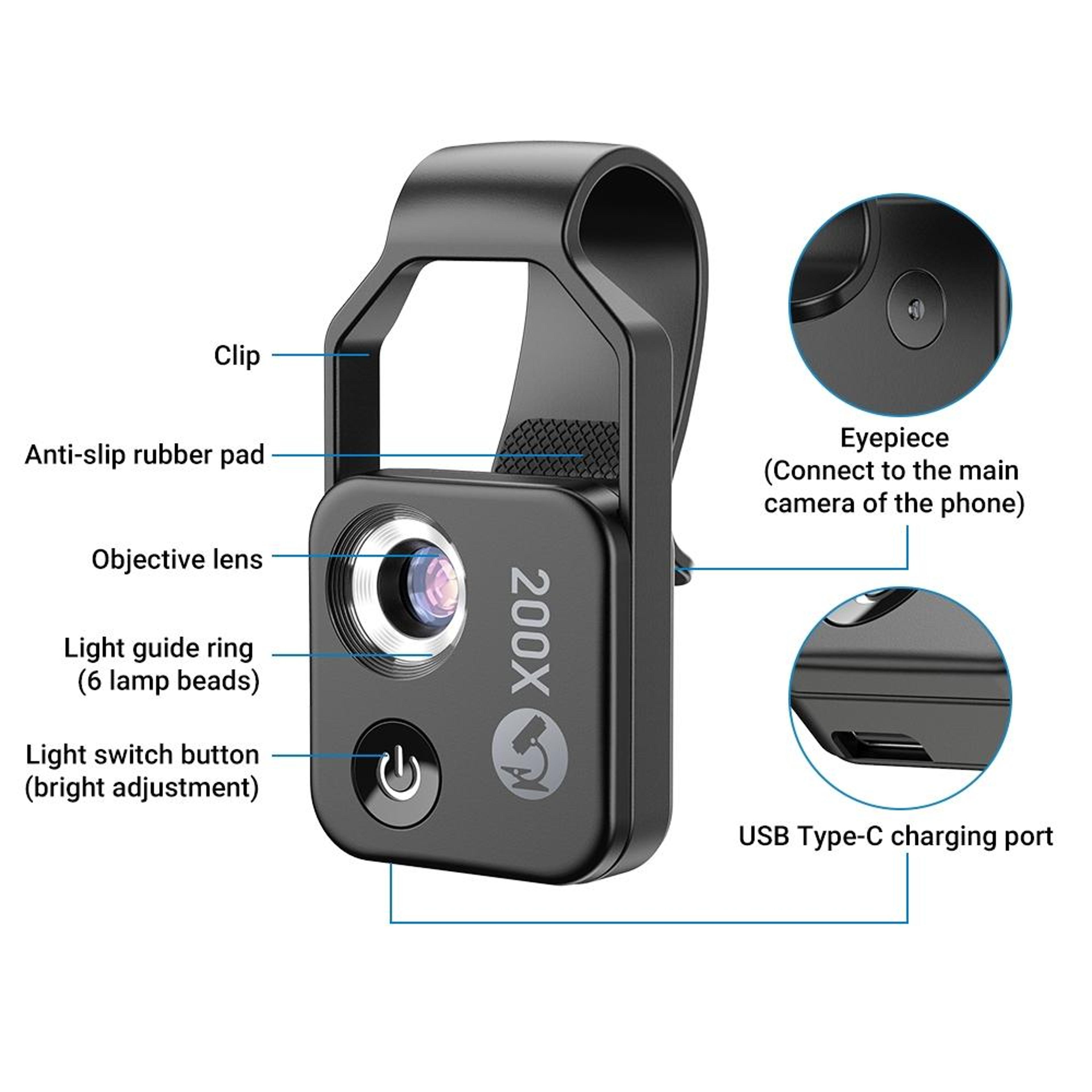 Smartphone Microscope Lens With CPL  LED Light For Kids Science Exploration 13