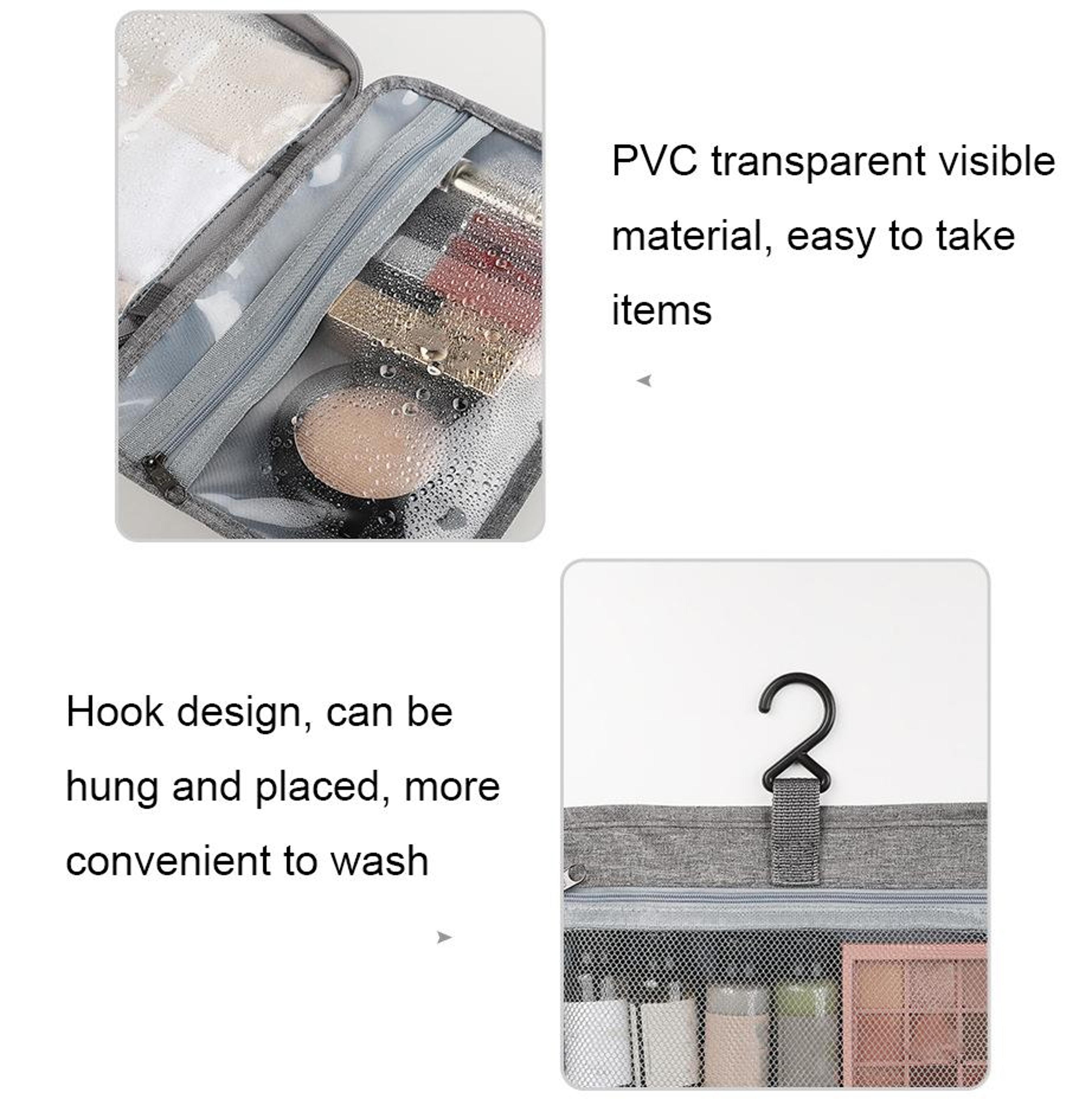 Foldable Travel Toiletry Bag Waterproof Hanging Organizer With Hook  Compartments 6