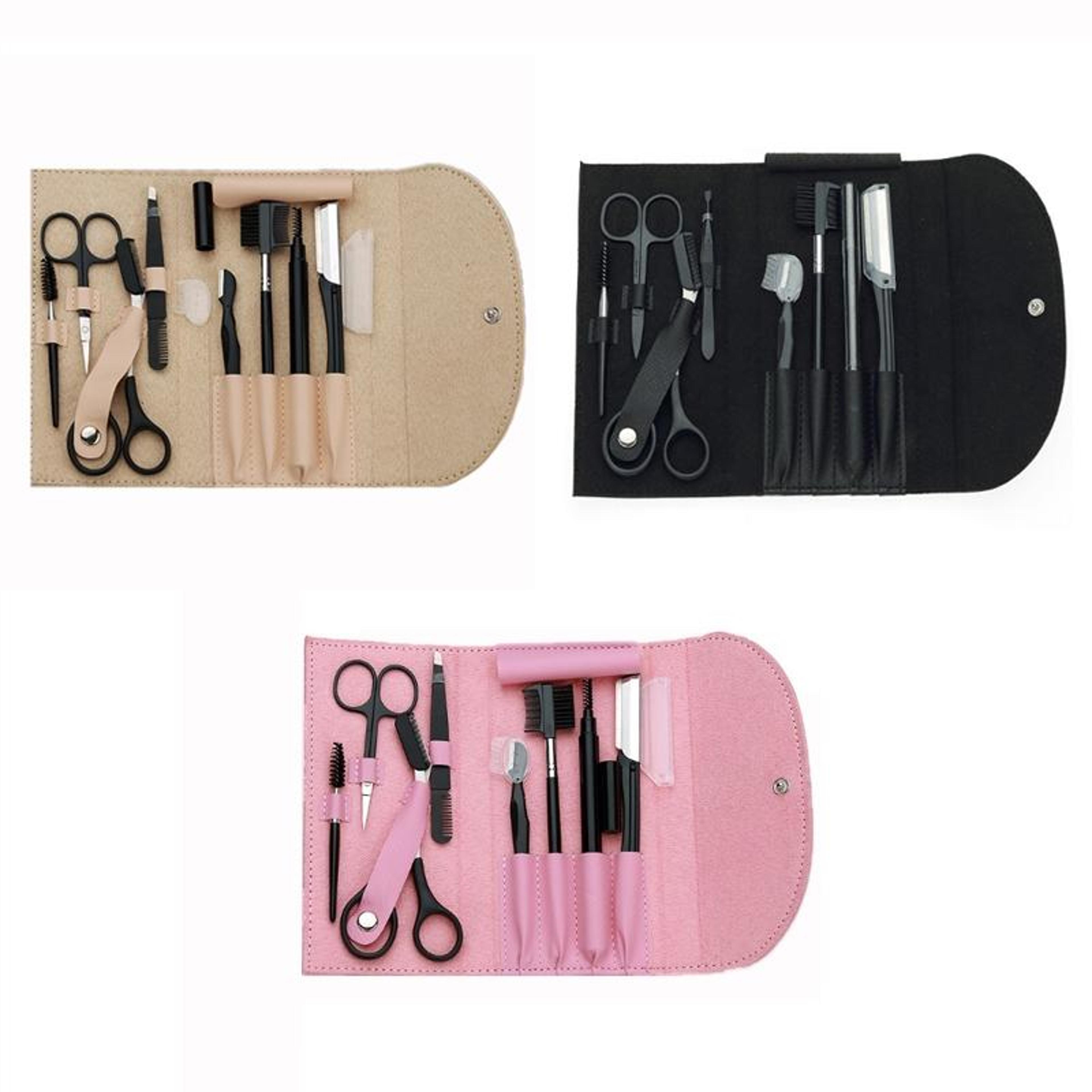 precision eyebrow trimming kit with stainless steel tools portable grooming set