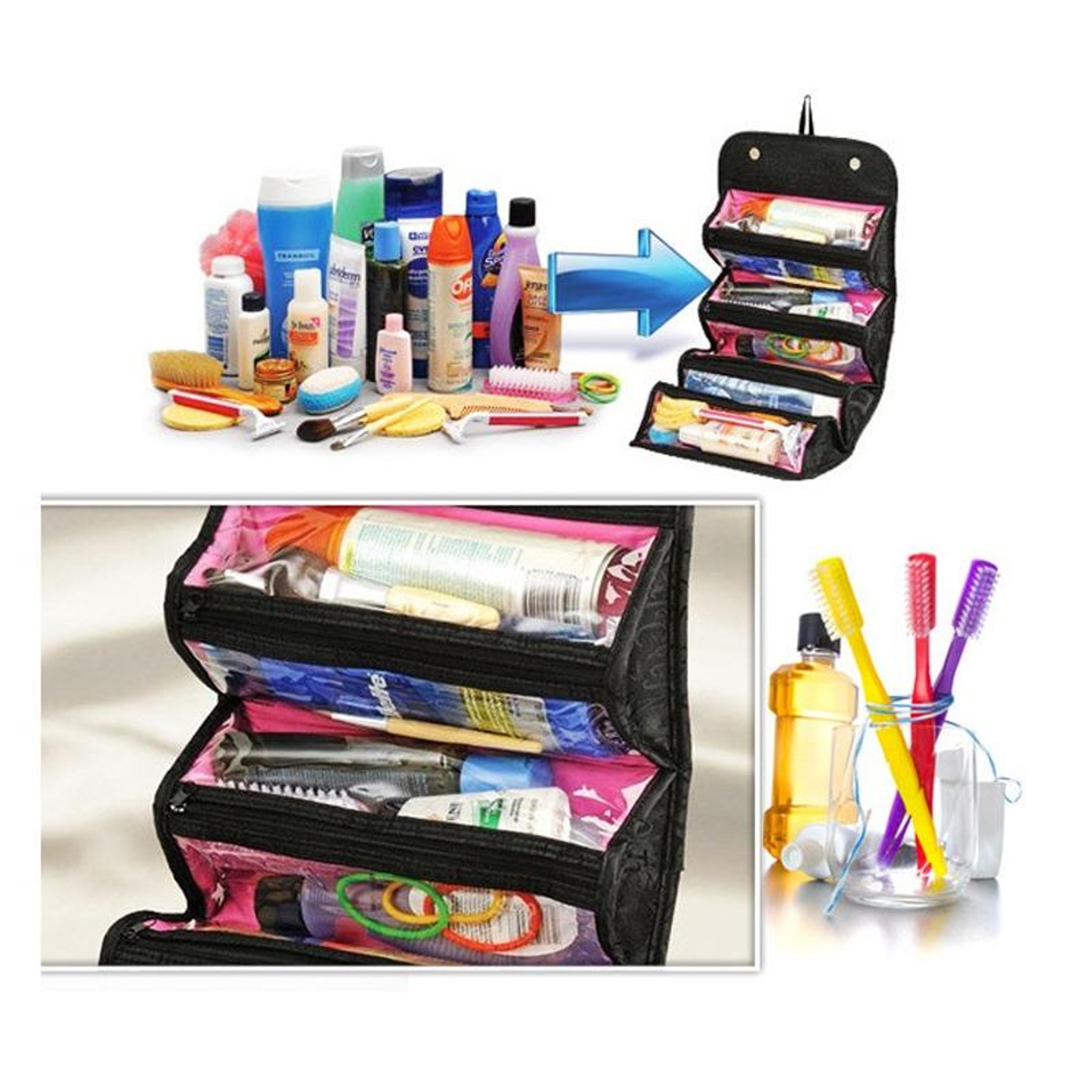 Travel Hanging Makeup Organizer Bag With 4 Compartments Compact Cosmetic Travel Bag For Toiletries  6