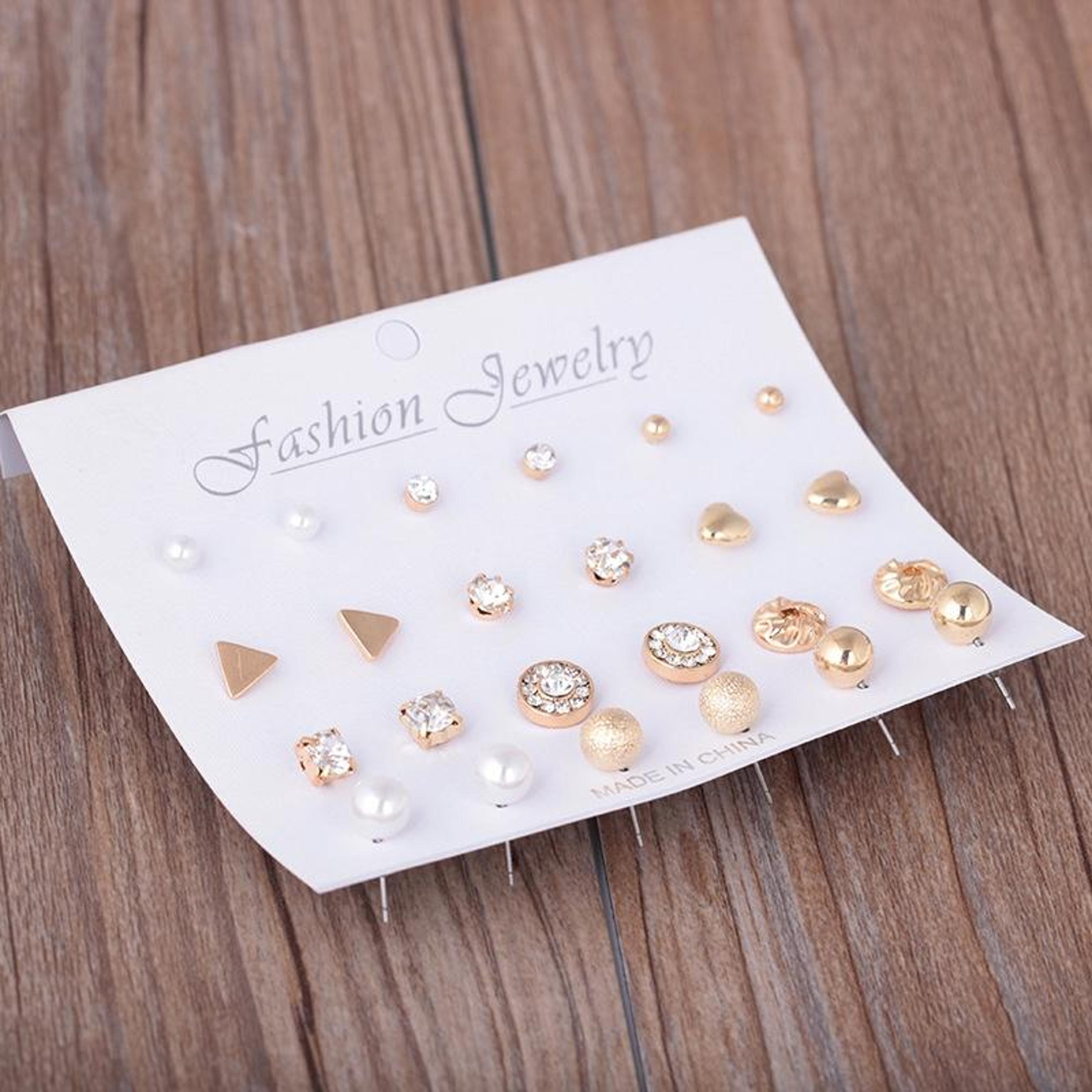 Assorted Stud Earrings Set For Women  Girls Trendy Multiple Earrings Collection Gift Pack 1