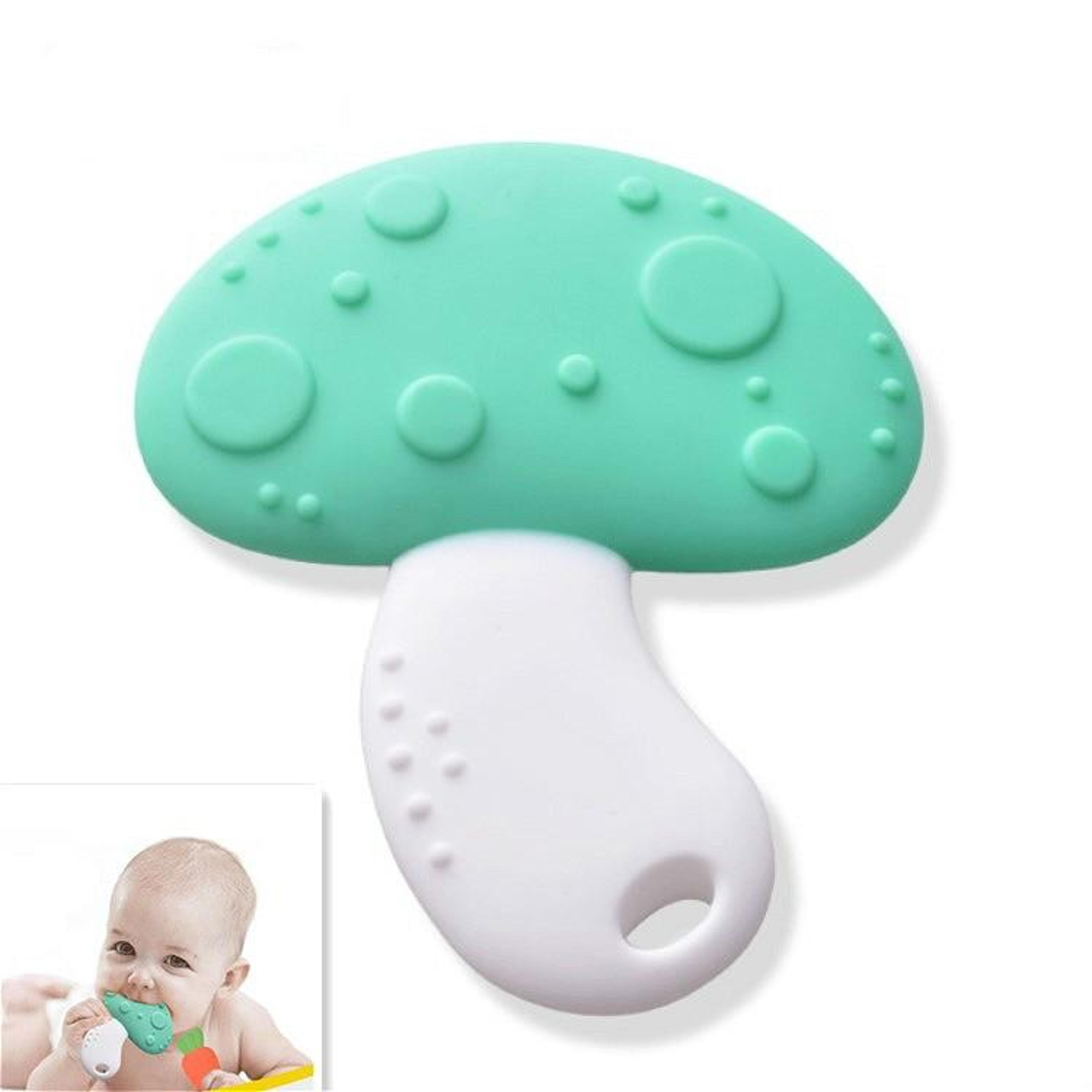 baby silicone teether toy mushroom & veggie chew toy for teething relief, gum massage & sensory development