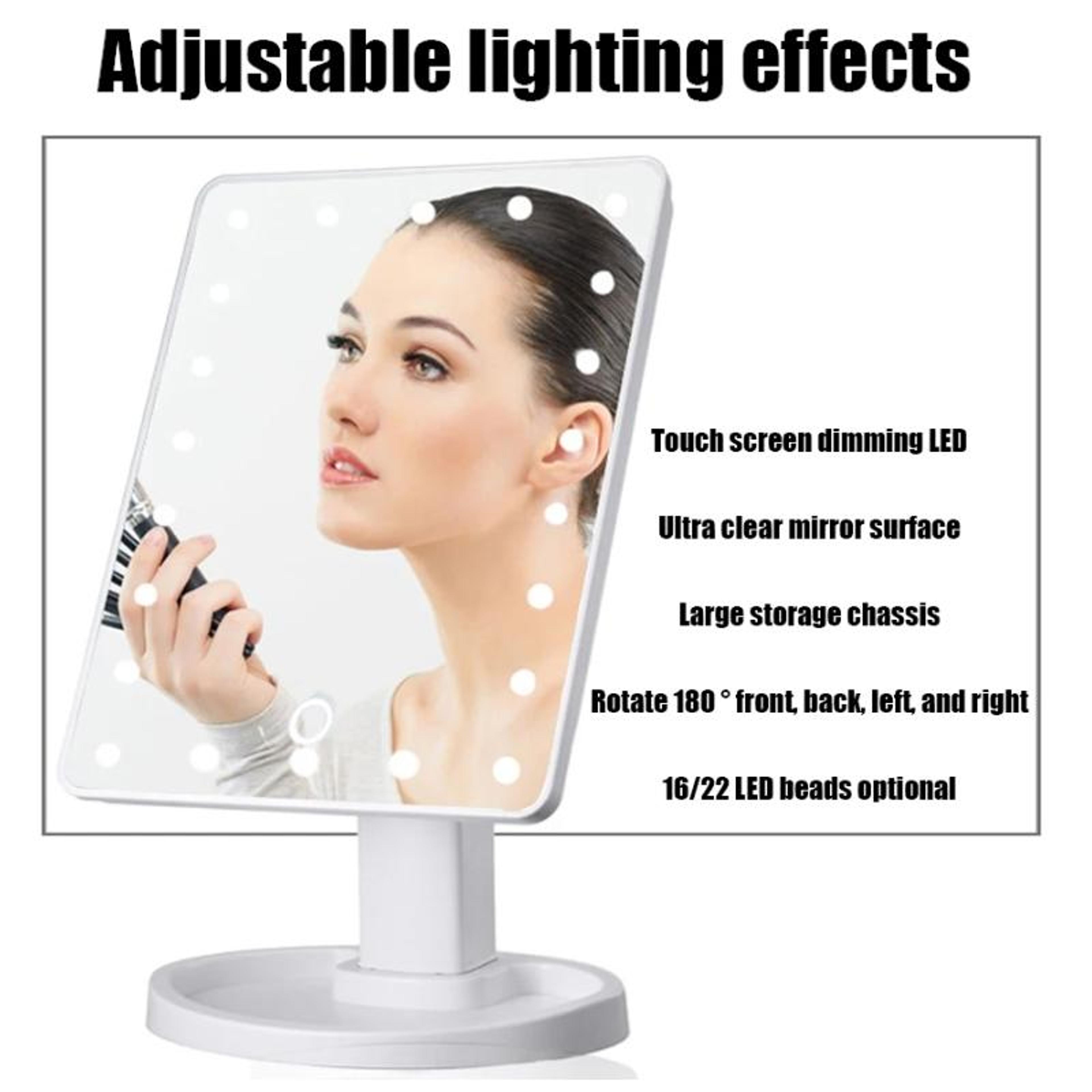 LED Lighted Makeup Mirror With Storage Base  Touch Control Rotatable Vanity Mirror 2
