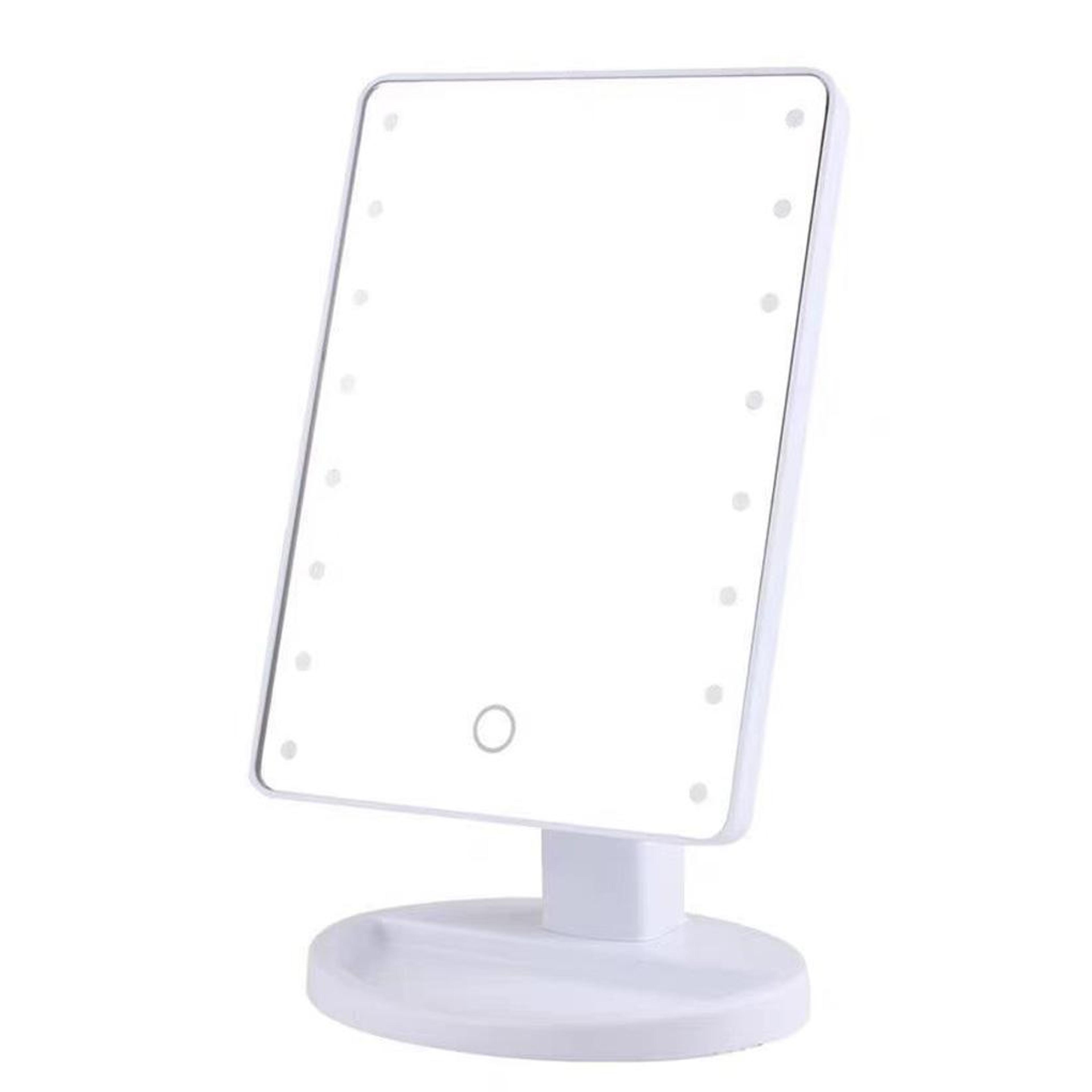 LED Lighted Makeup Mirror With Storage Base  Touch Control Rotatable Vanity Mirror 1