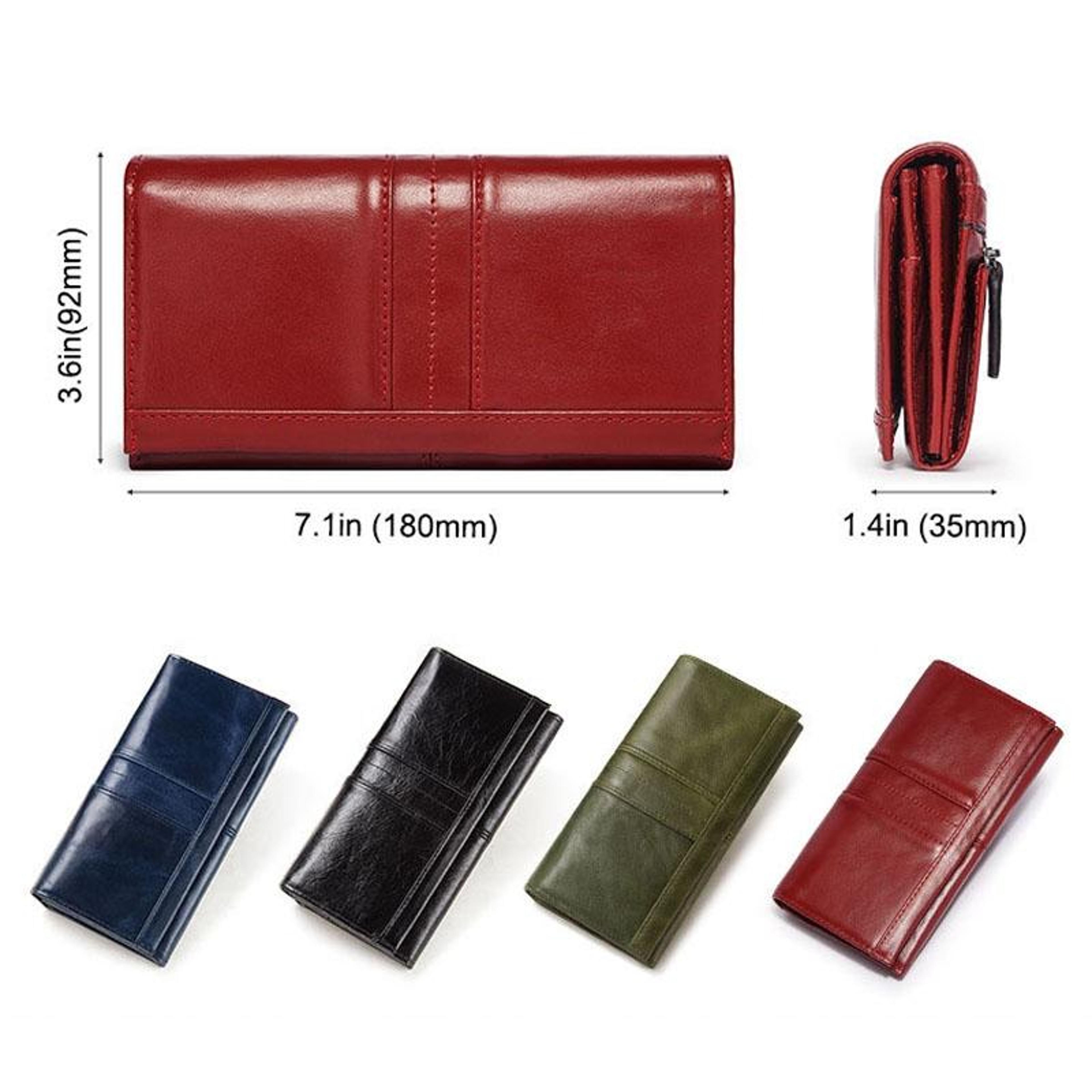 RFID Blocking Leather Wallet Clutch For Women Multi Card Organizer Anti Theft Purse 1