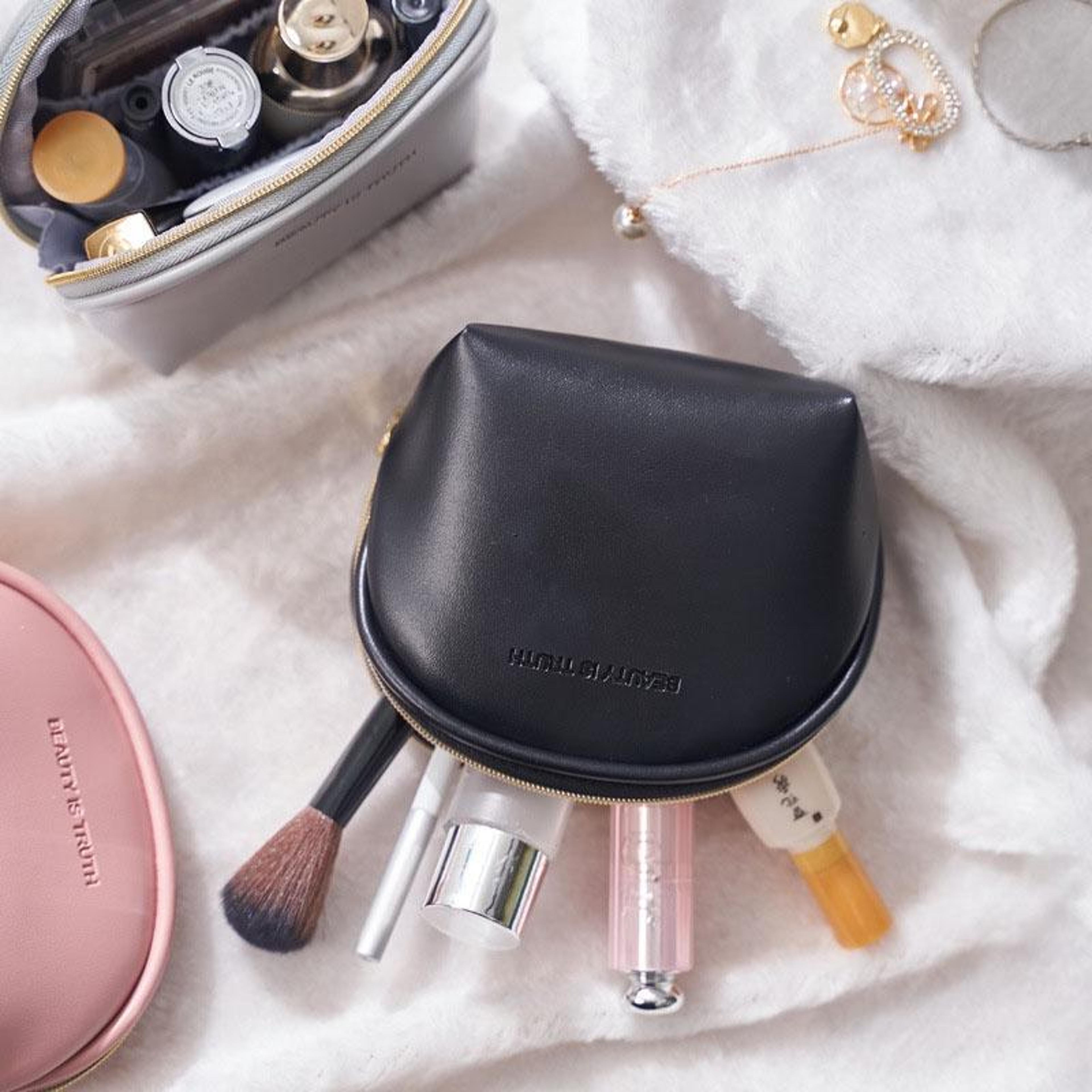 Waterproof PU Leather Makeup Organizer Bag With Compartments Portable Cosmetic Pouch 7