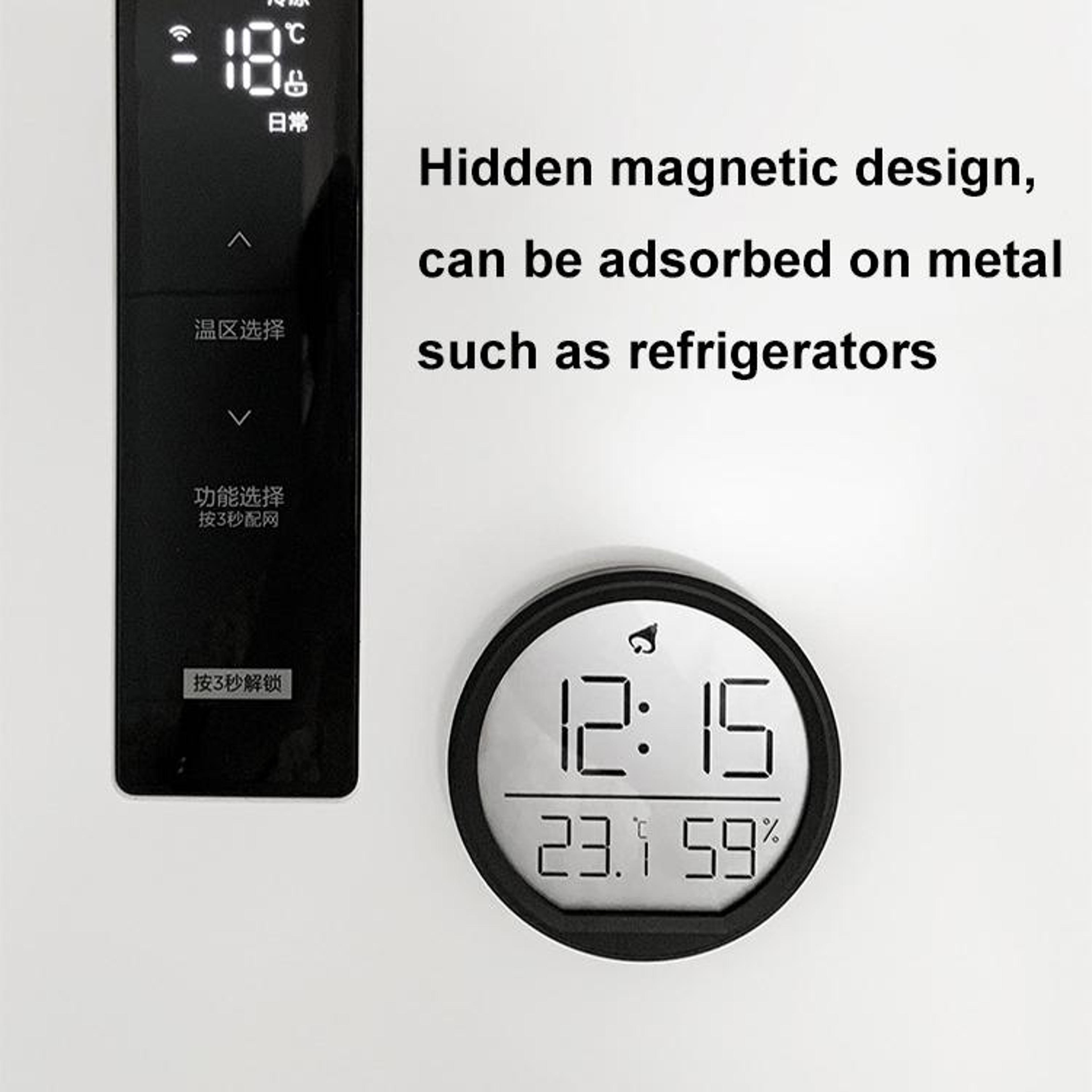 Smart Digital Thermometer Hygrometer Clock With Magnetic Mount LED Display For Home  Office 5