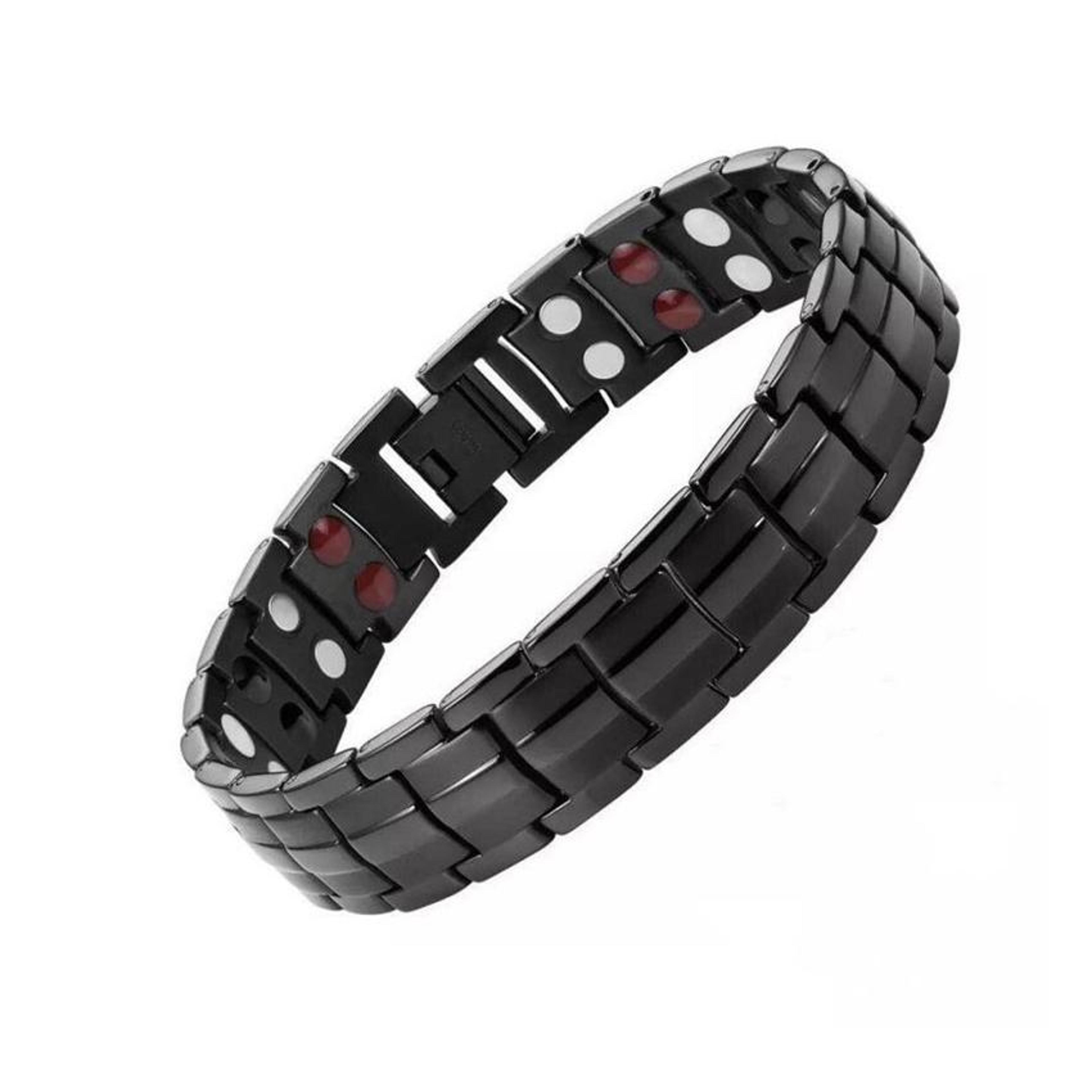 men magnetic therapy bracelet double row stainless steel energy wristband