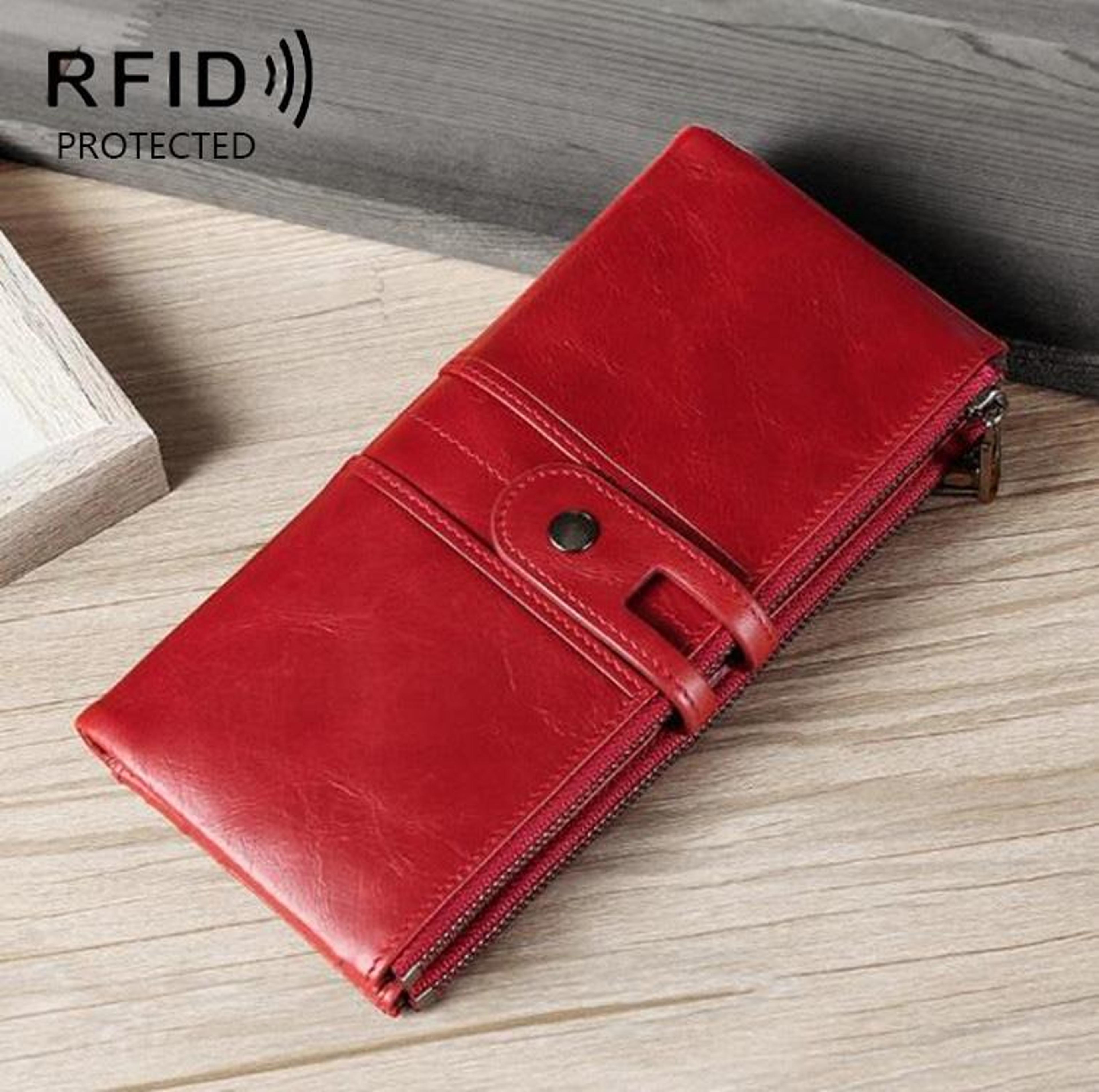 genuine leather rfid long wallet for women anti theft clutch card holder organizer