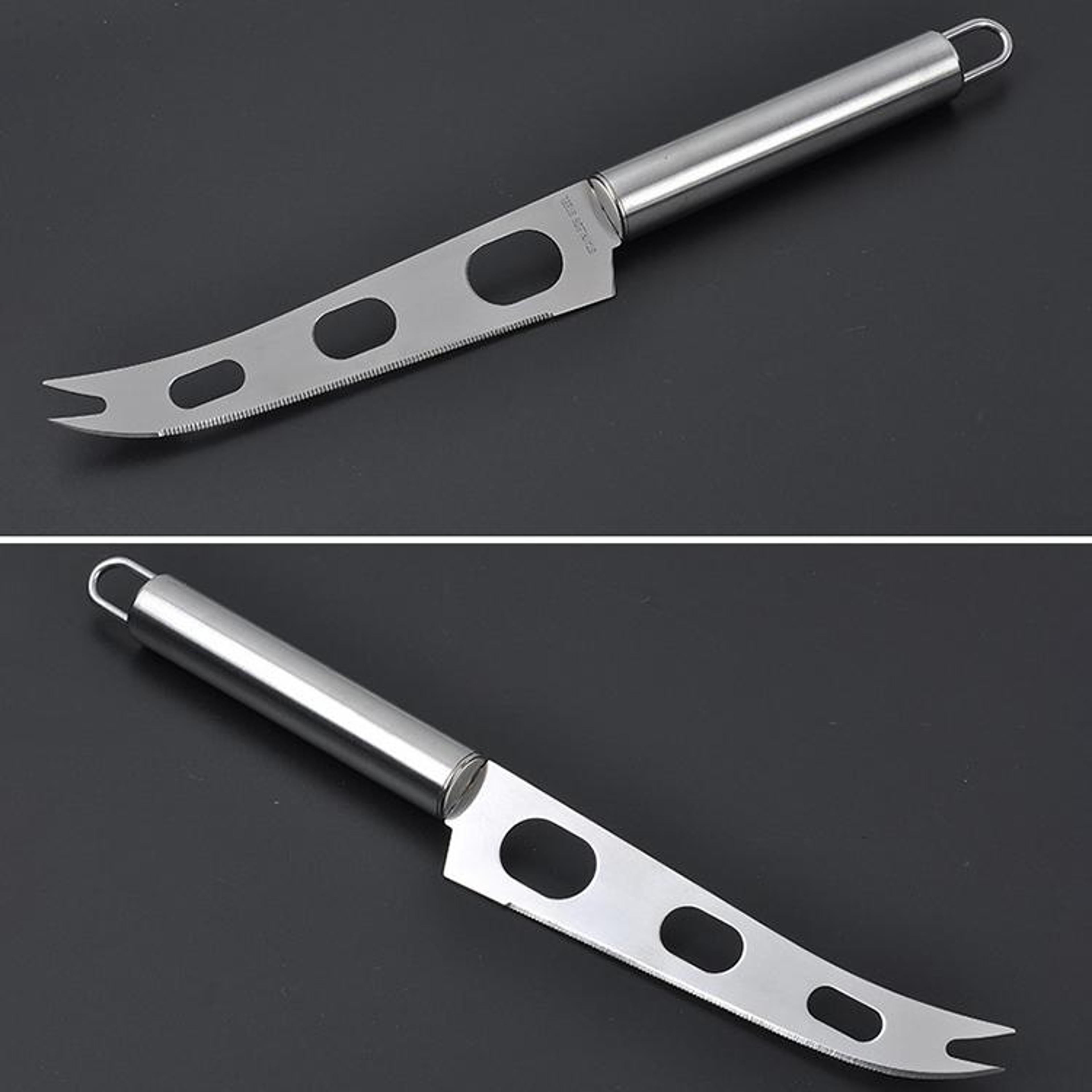 Stainless Steel Cheese Knife Slicer With Fork Tip Multi Use Cheese And Butter Knife 3