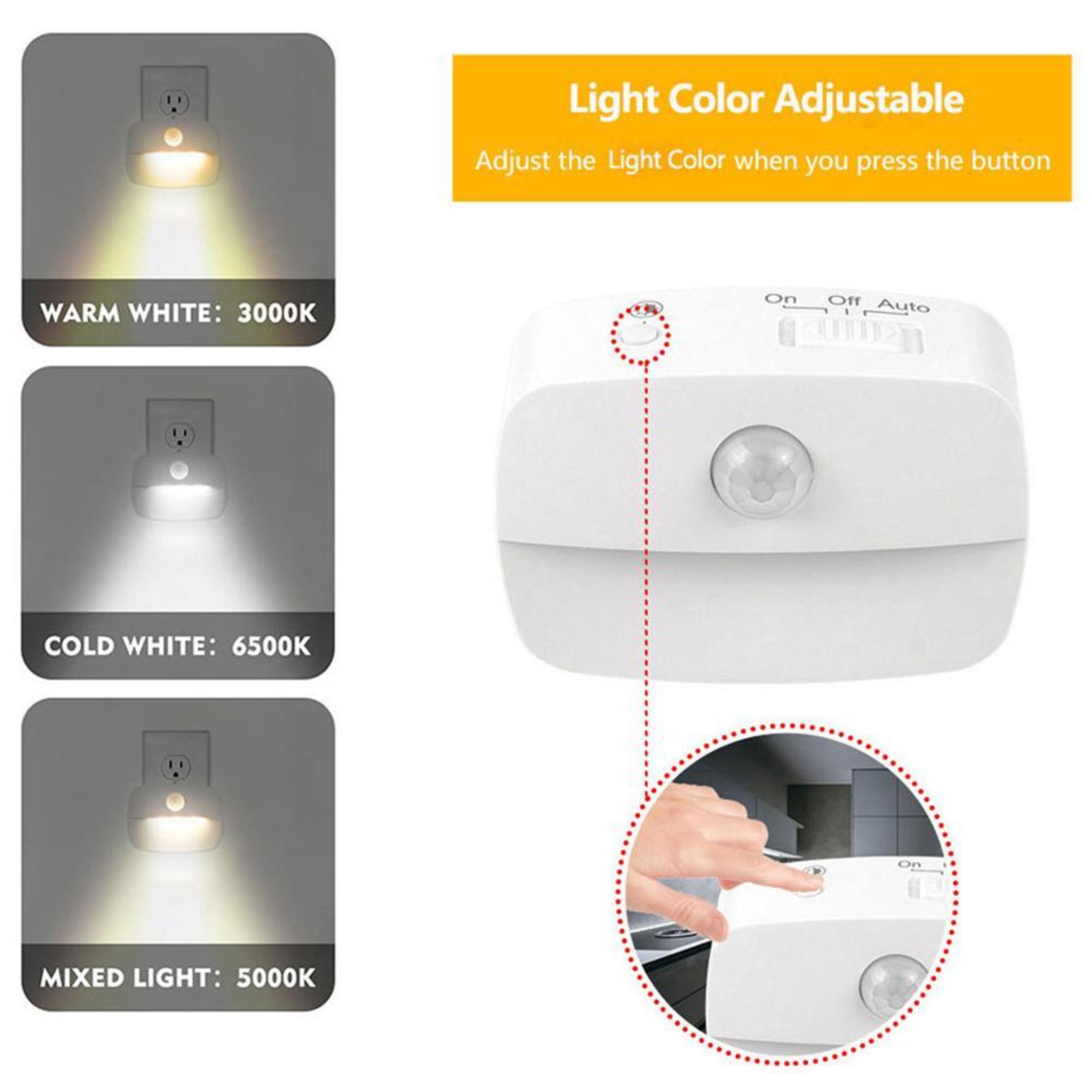 Smart Motion Sensor Night Light Plugin With 3 Color Modes  Dimmable LED For Hallway Bedroom 6