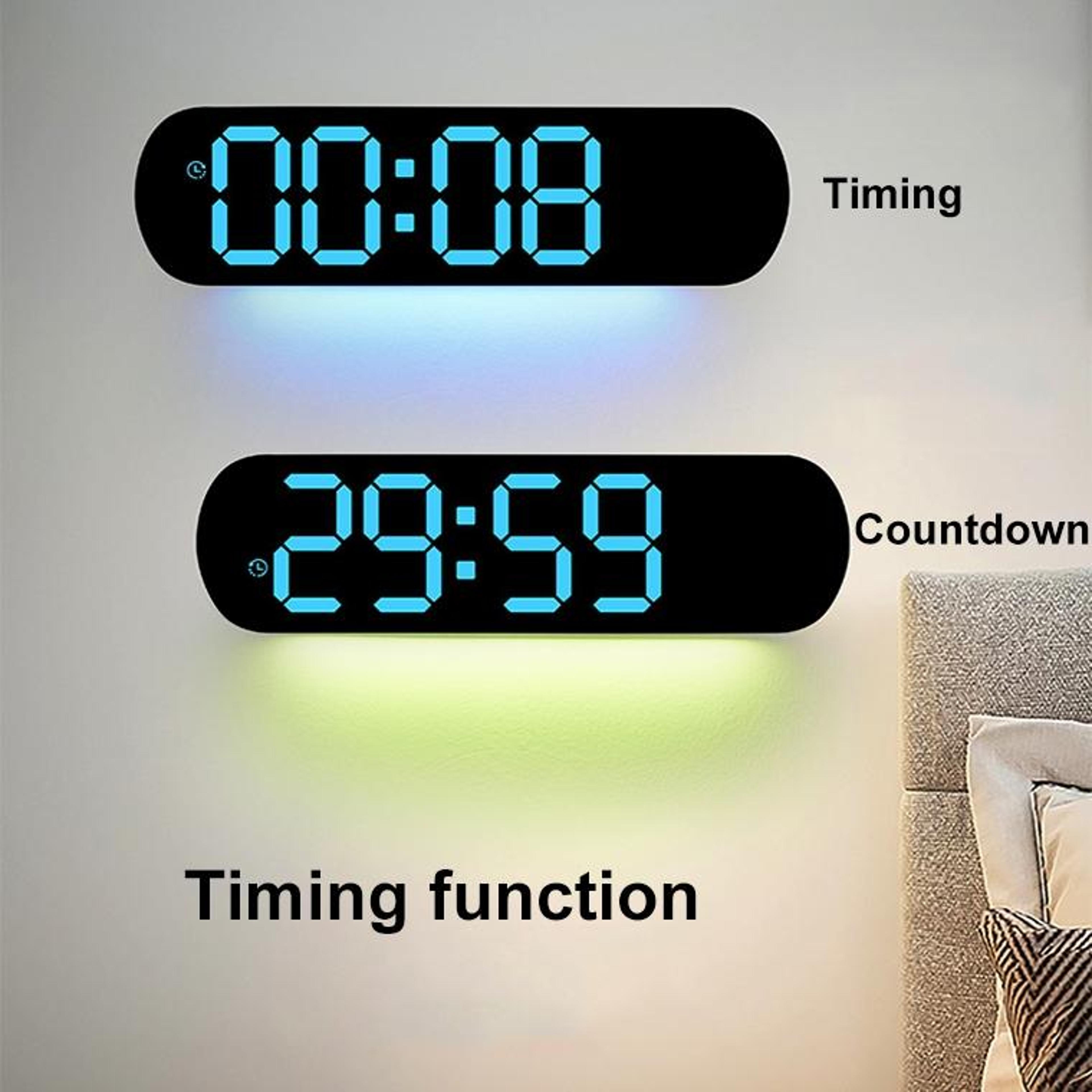 Remote Control Digital Wall Clock With LED Display  Ambient Light 7