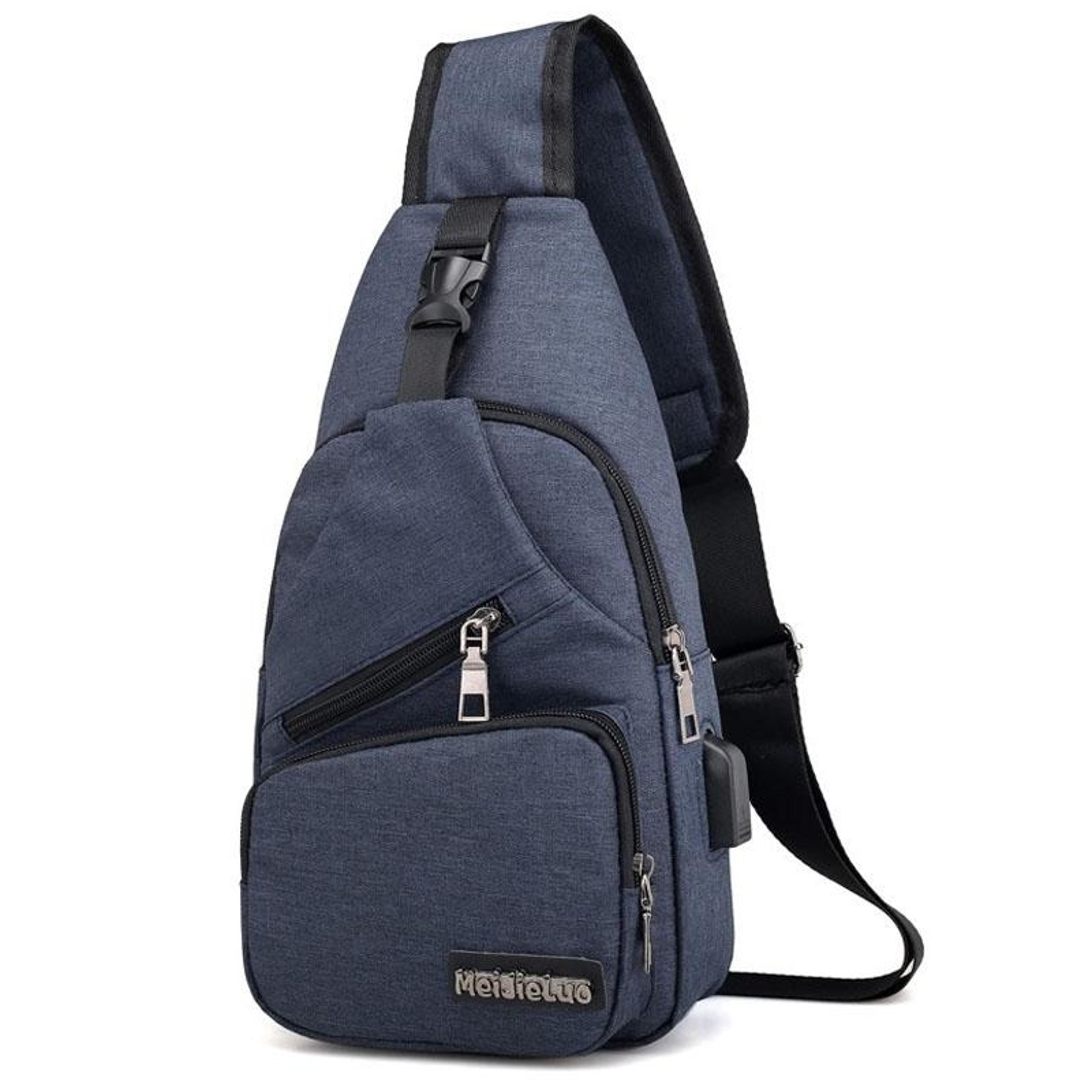 AntiTheft Men Chest Bag With USB Charging Lightweight Crossbody Sling Bag 9