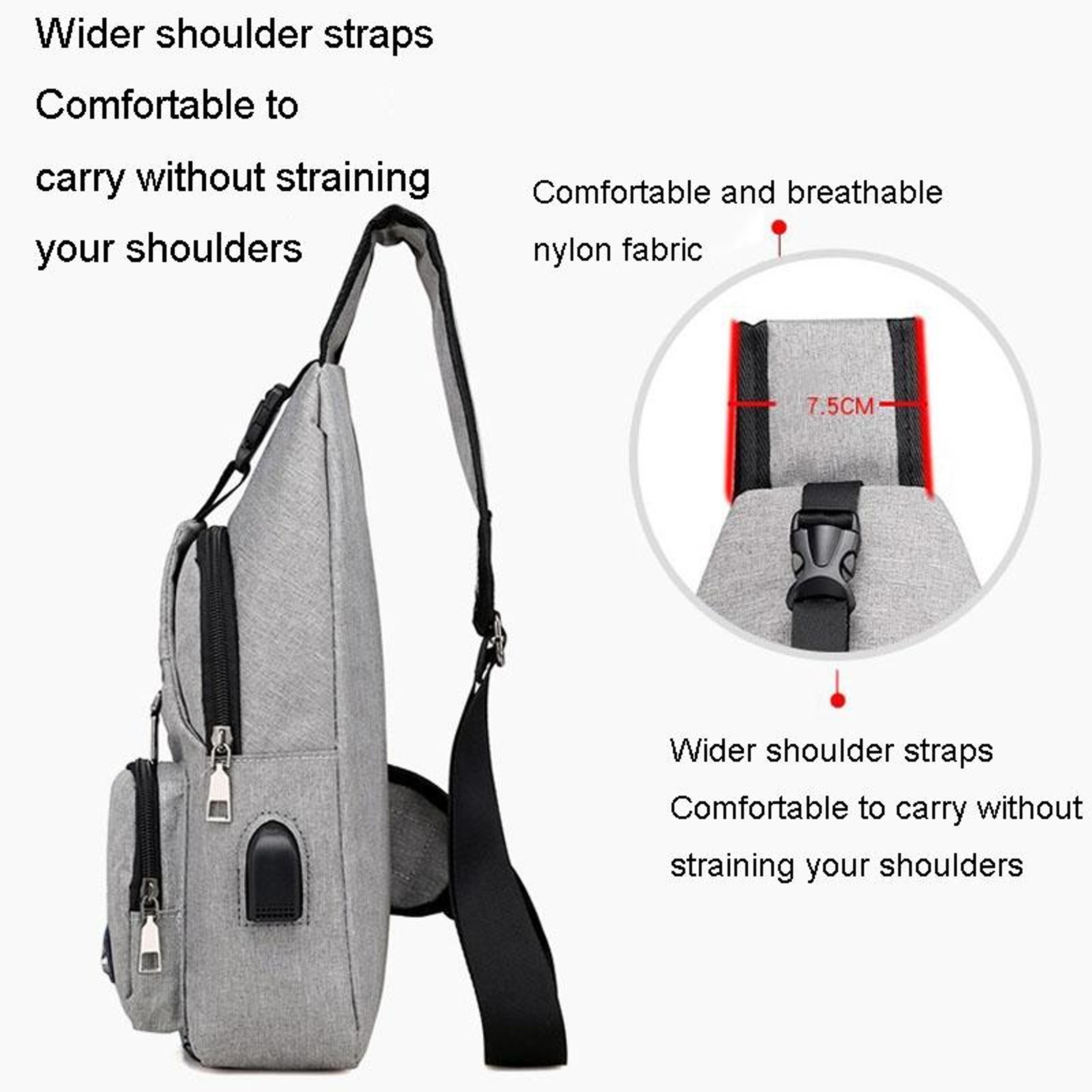 AntiTheft Men Chest Bag With USB Charging Lightweight Crossbody Sling Bag 4