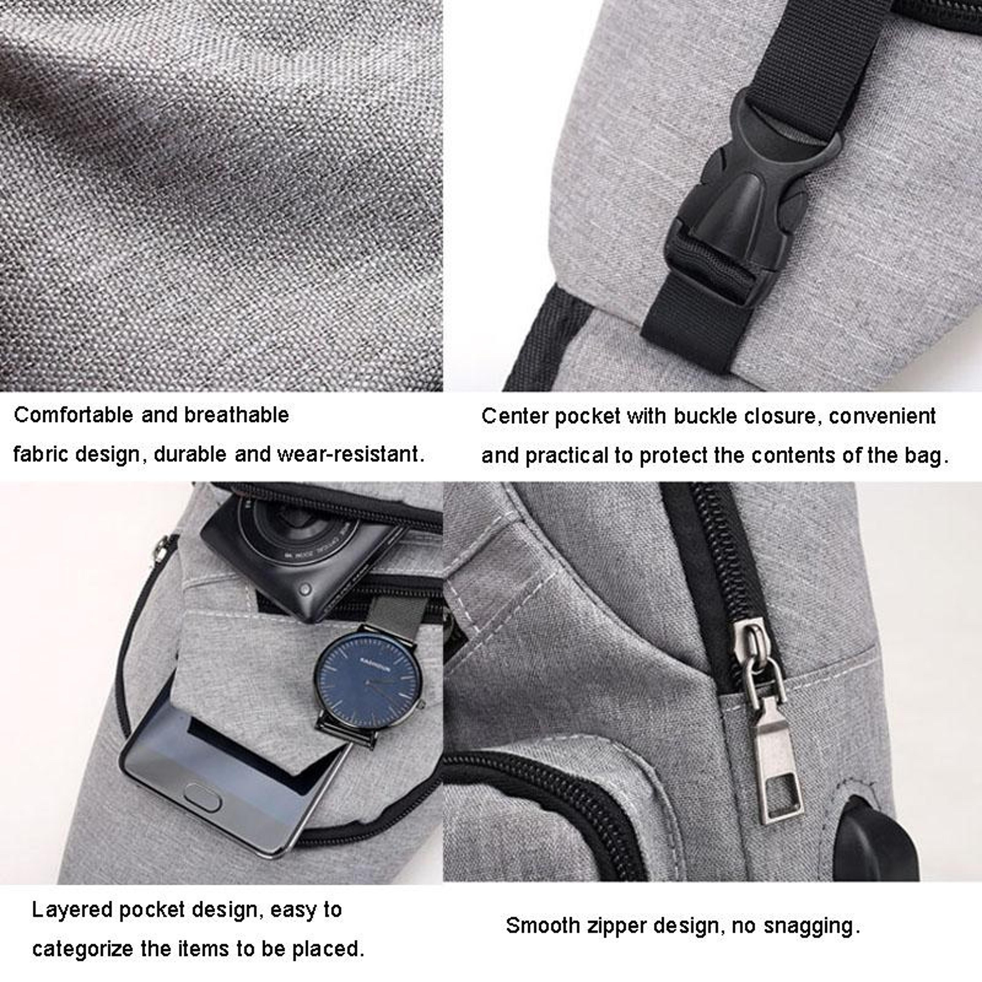 AntiTheft Men Chest Bag With USB Charging Lightweight Crossbody Sling Bag 5