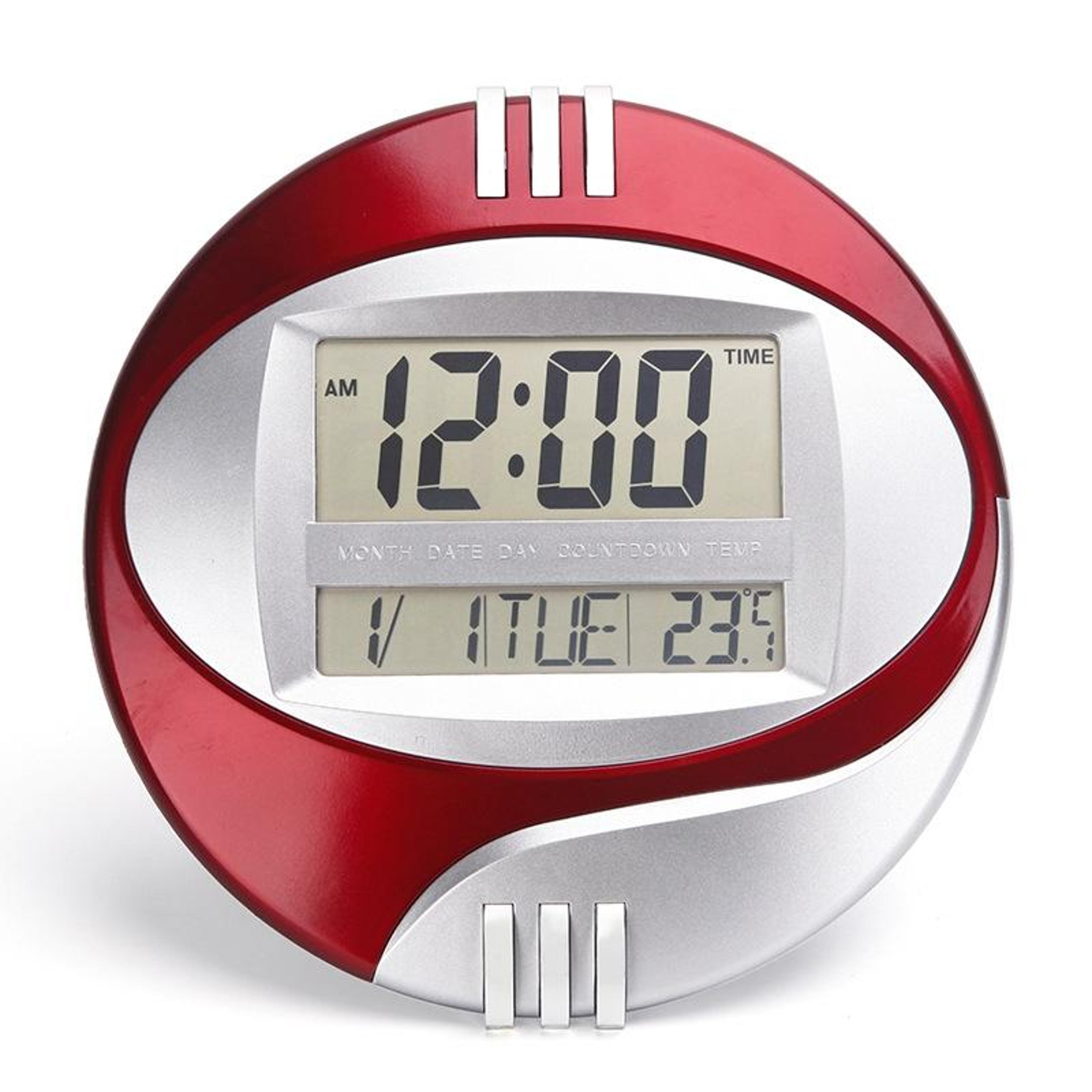 Modern Silent Digital Wall Clock With Large LCD Display Temperature Monitor  Snooze Alarm 0