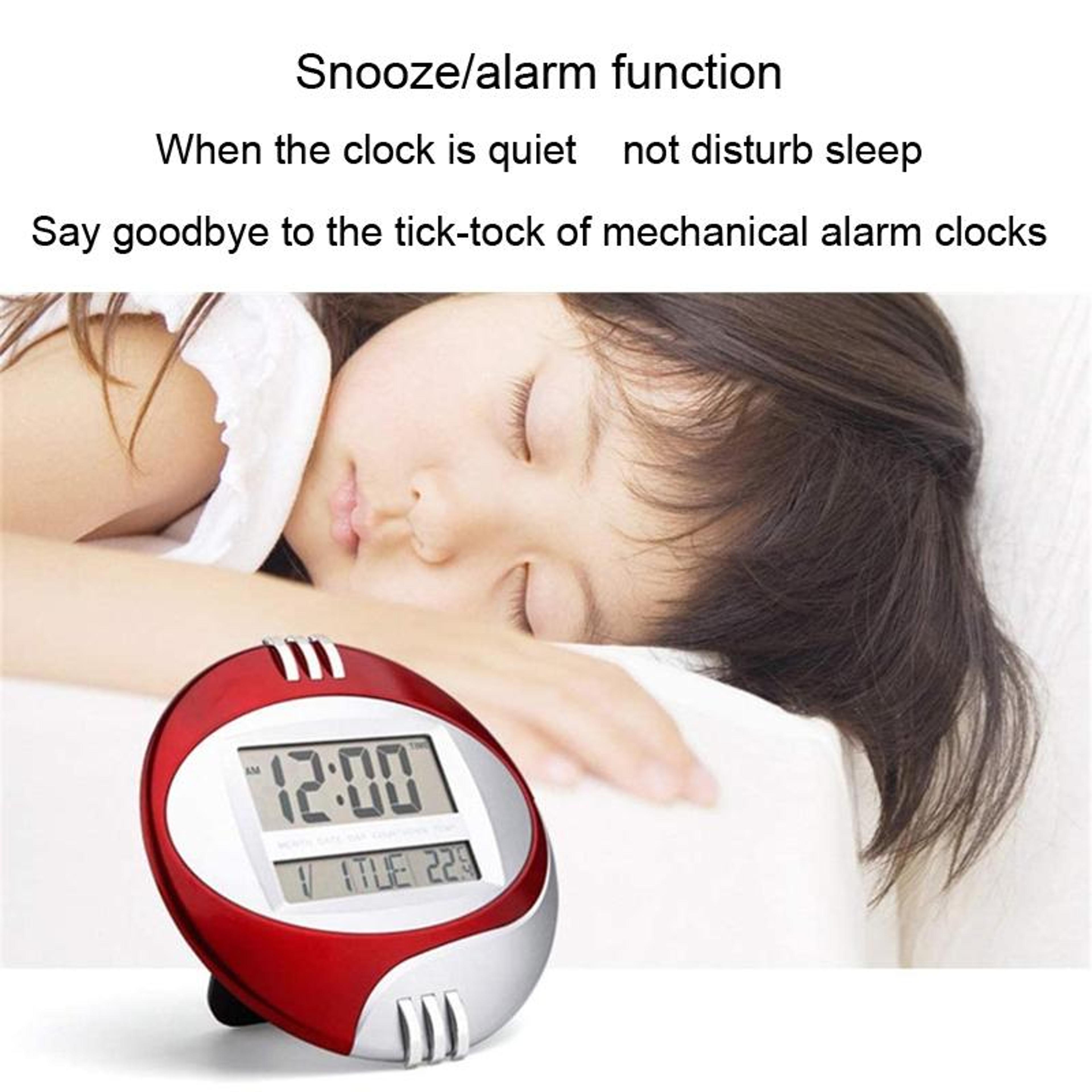 Modern Silent Digital Wall Clock With Large LCD Display Temperature Monitor  Snooze Alarm 5
