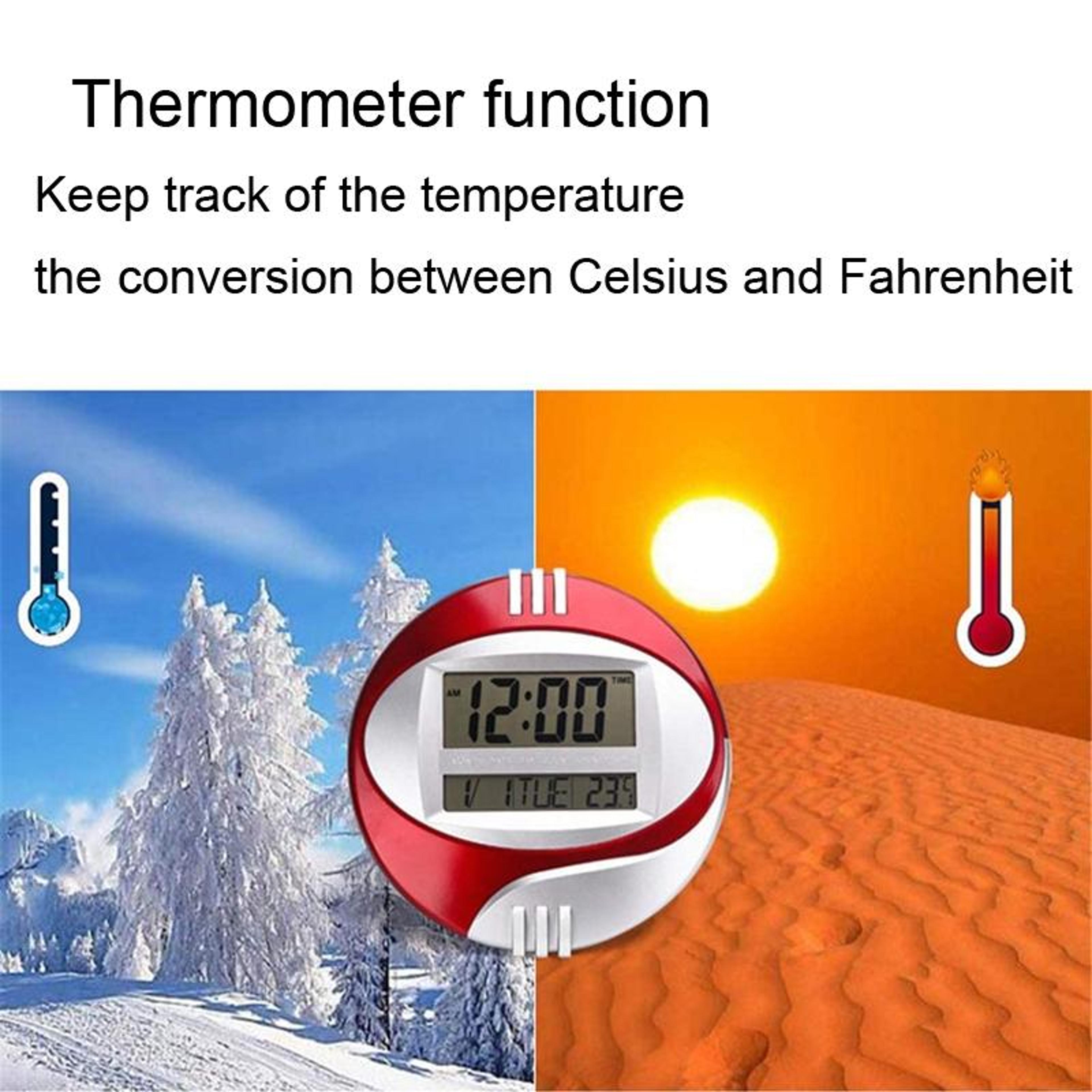 Modern Silent Digital Wall Clock With Large LCD Display Temperature Monitor  Snooze Alarm 6