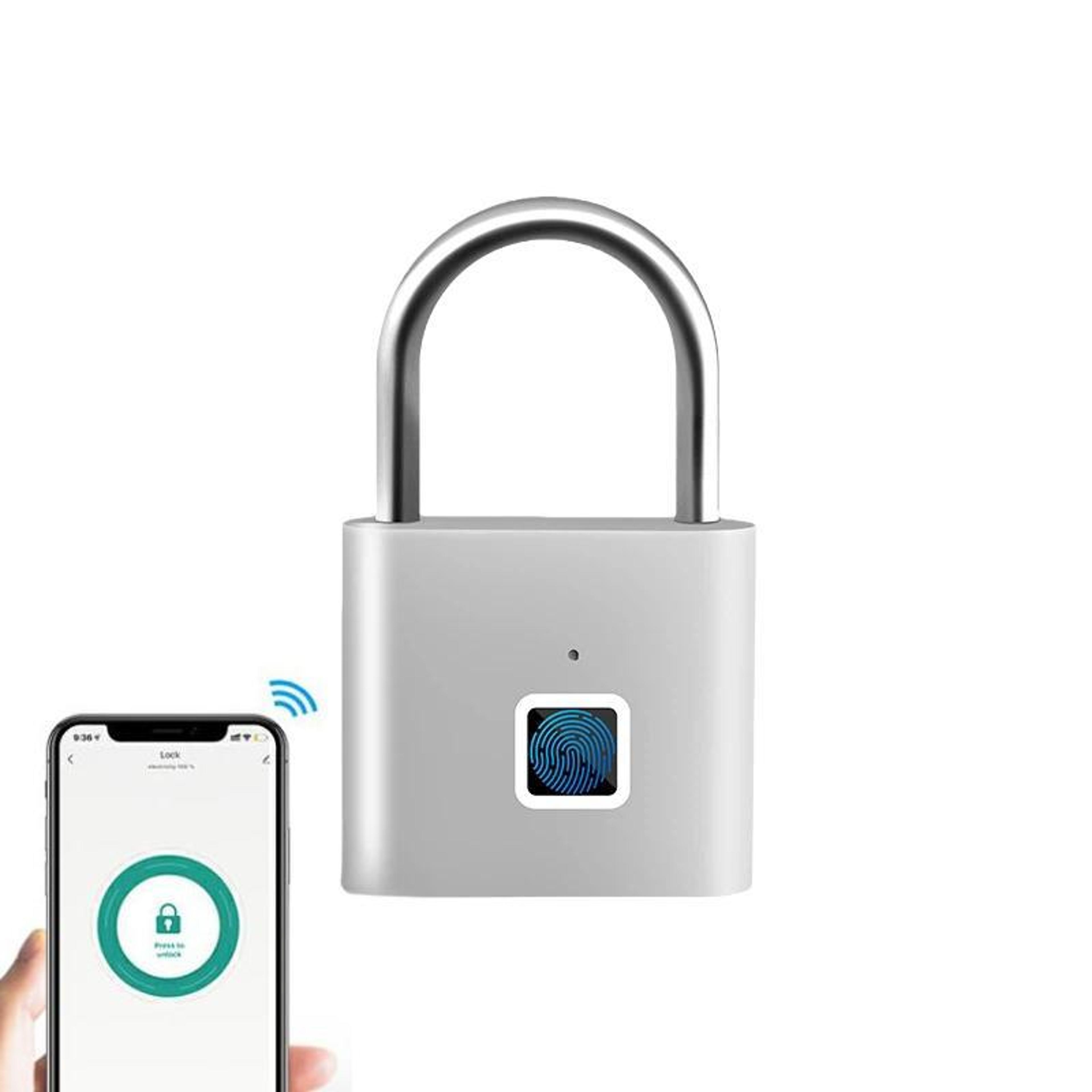 tuya smart fingerprint padlock with app control, usb-c rechargeable waterproof security lock