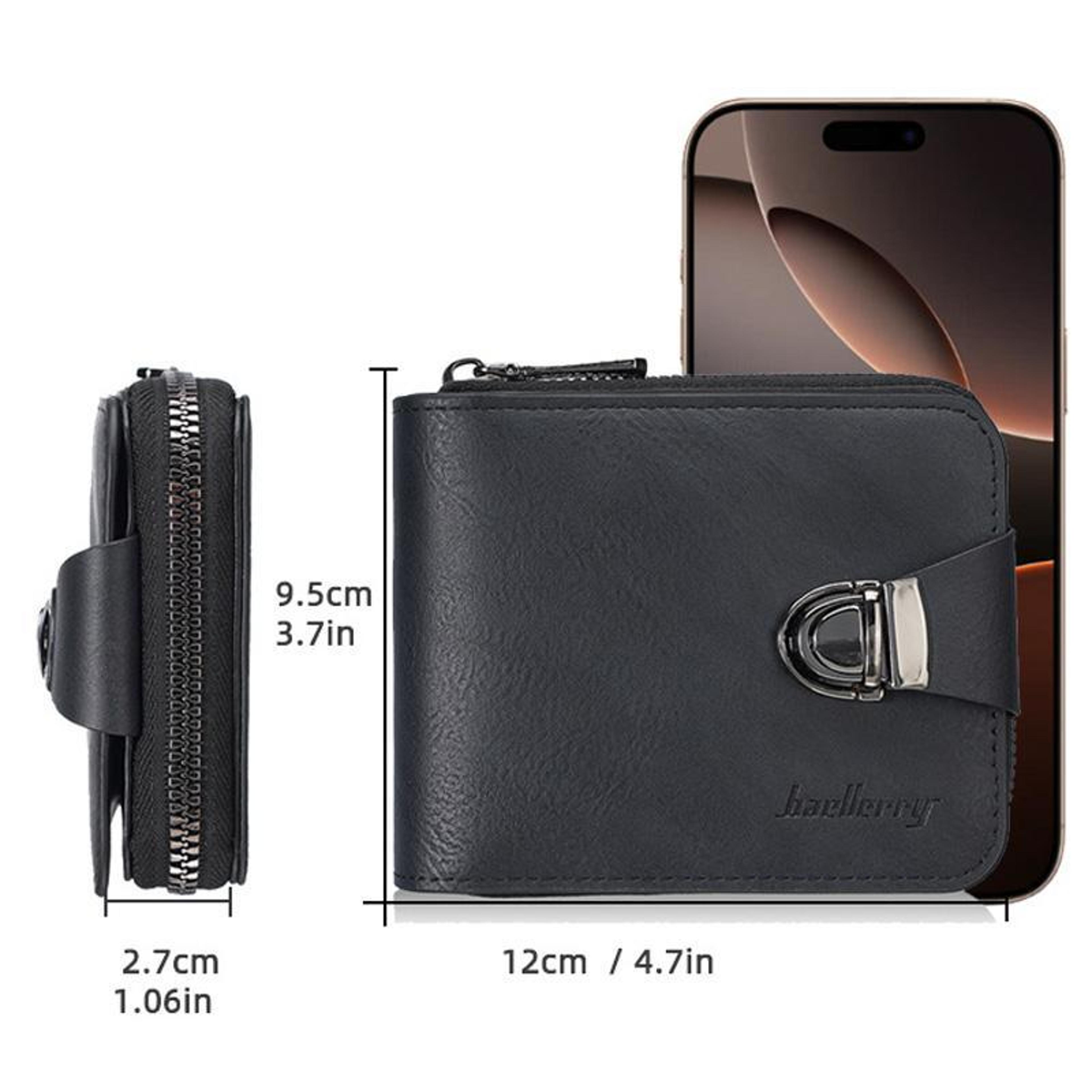 Vintage Men Wallet With Zipper Coin Pocket  MultiCard Holder 6