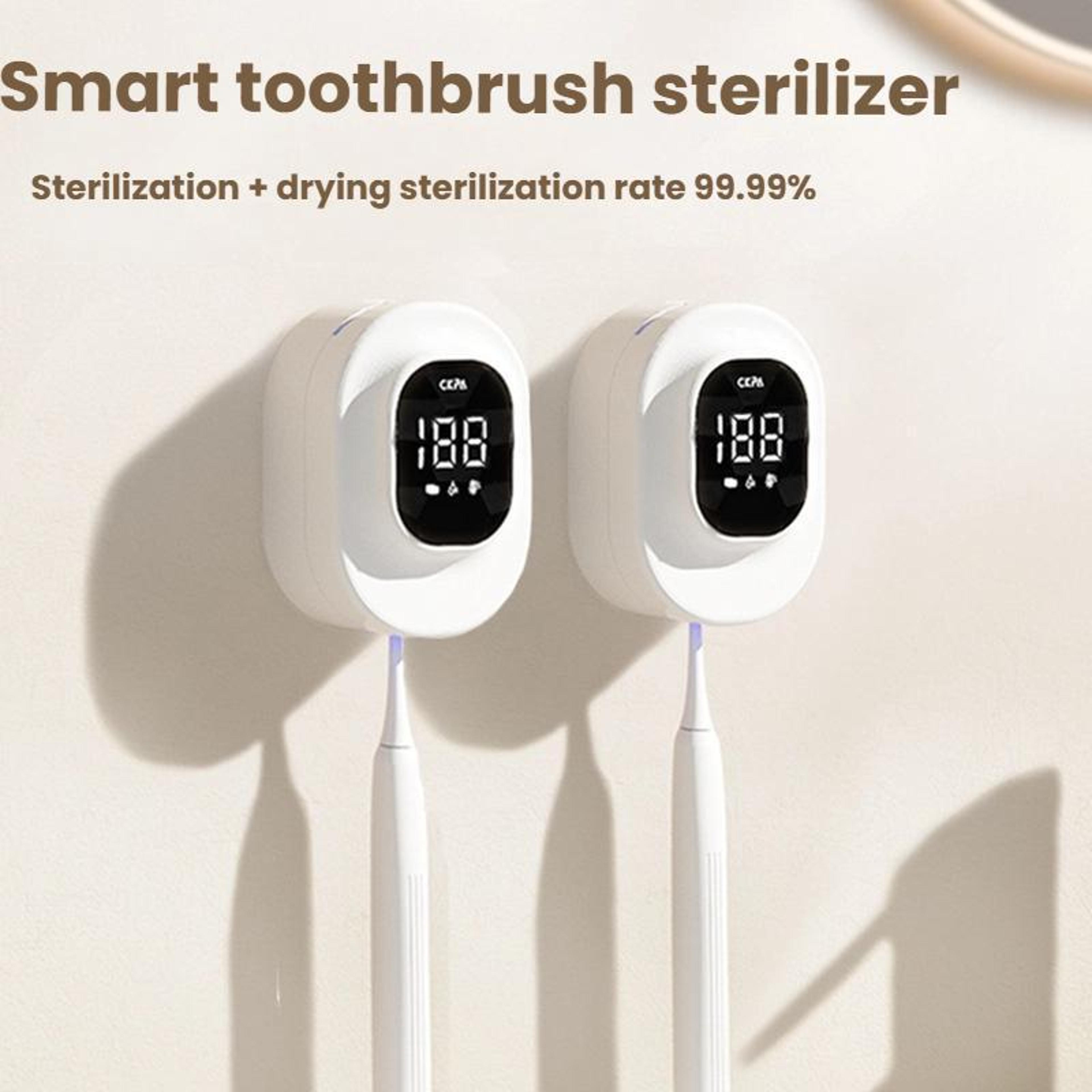 UV Toothbrush Sanitizer Holder With Smart Display  Rechargeable Wall Mount 1
