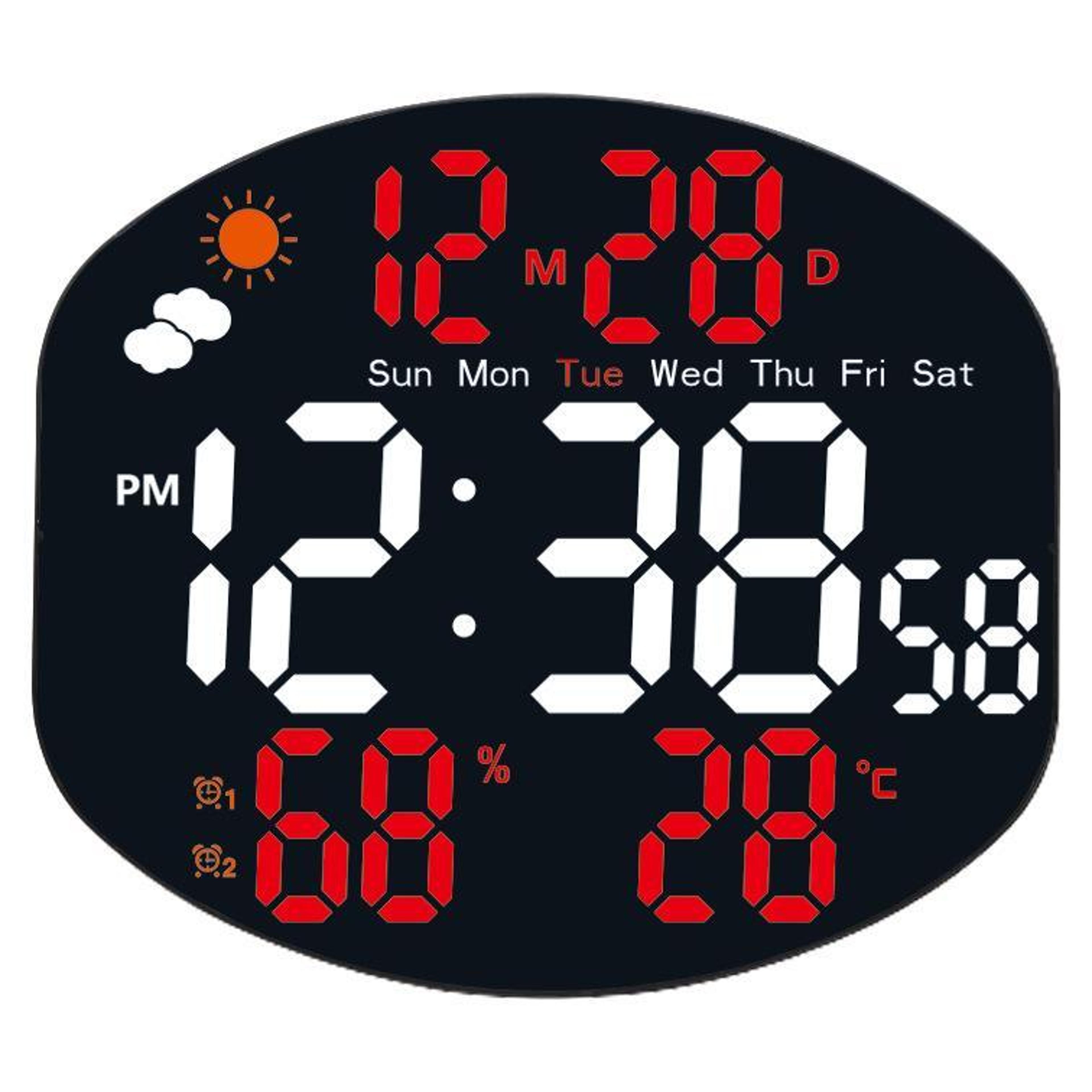 Smart LED Digital Wall Clock With Weather Station Remote Control  Dual Alarm Display 10