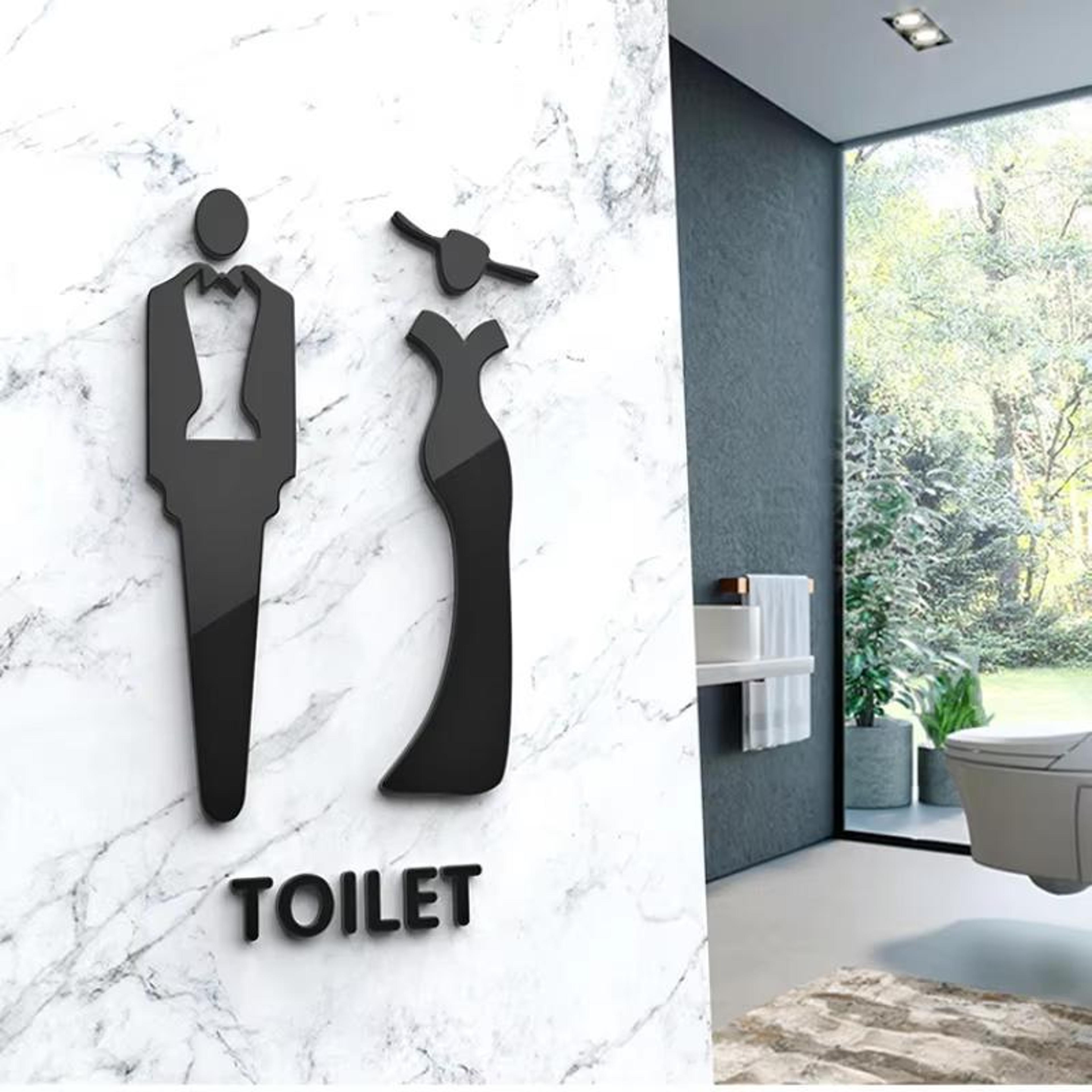 Modern Acrylic Bathroom Sign 3D Restroom Door Sticker For Hotels Offices  Public Spaces 1