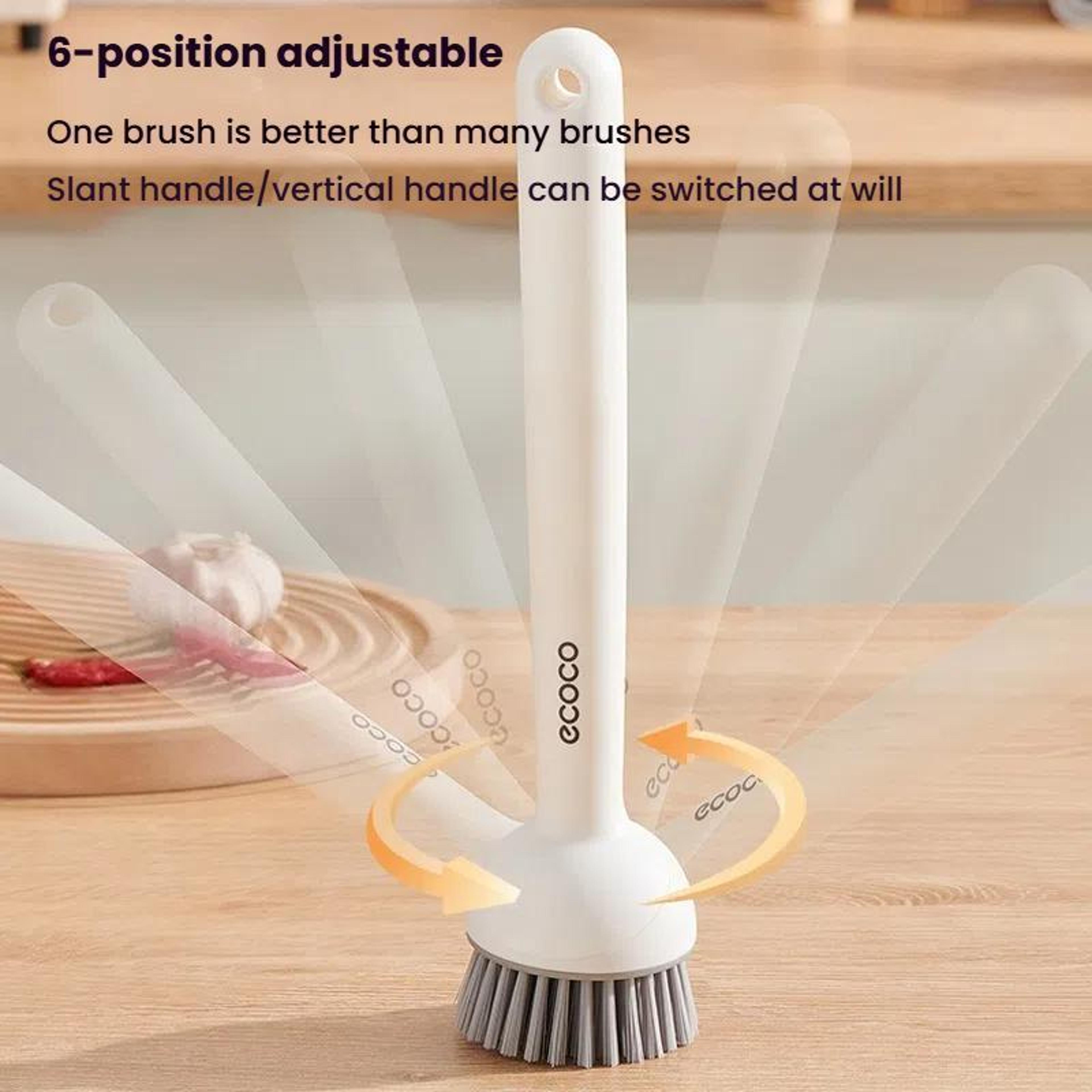 2PCS Dishwashing Brush With Soap Dispenser  Rotating Long Handle For Pots And Pans 11