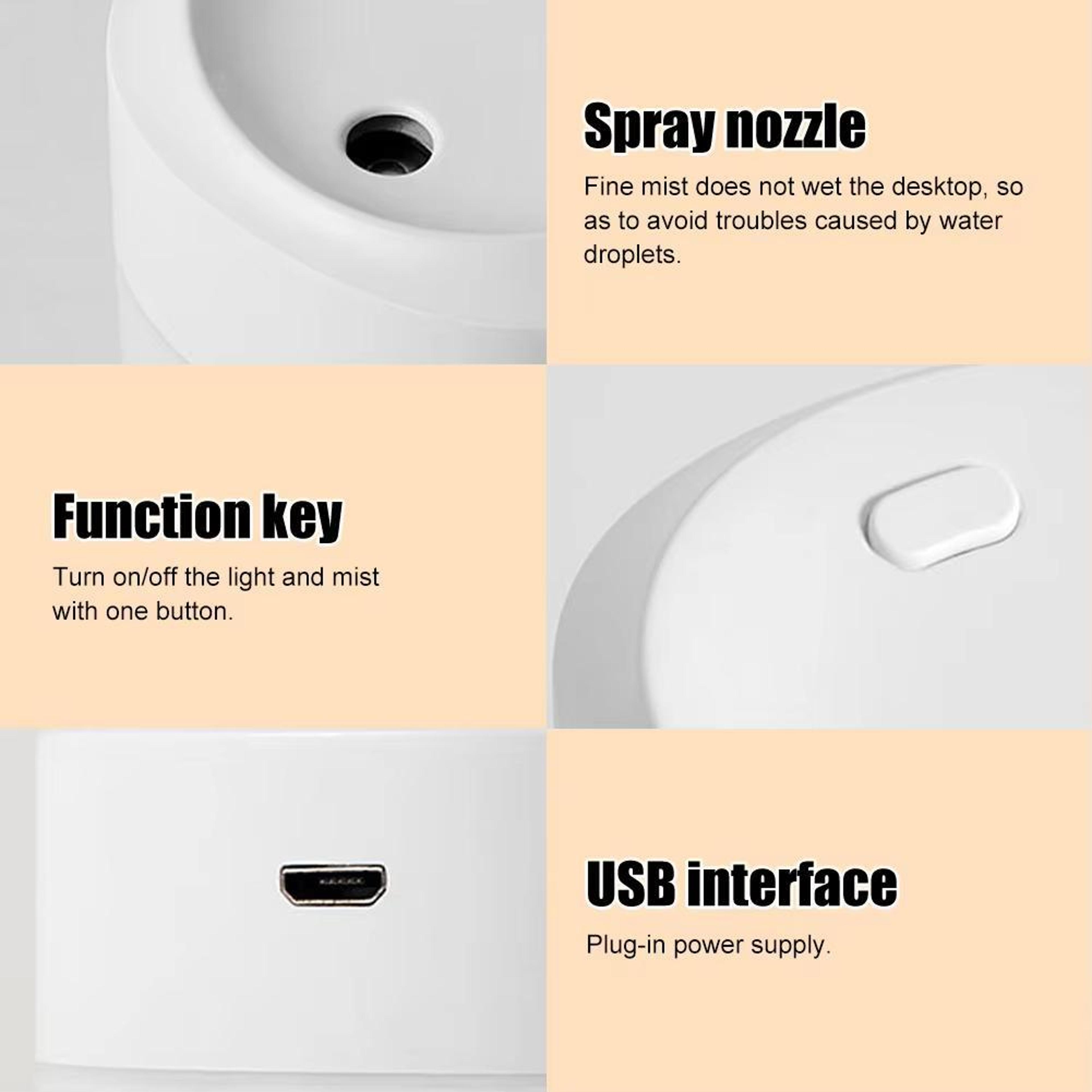 200ml USB Humidifier With Color Ambient Light Quiet Mist Air Diffuser For Home Car Office 2