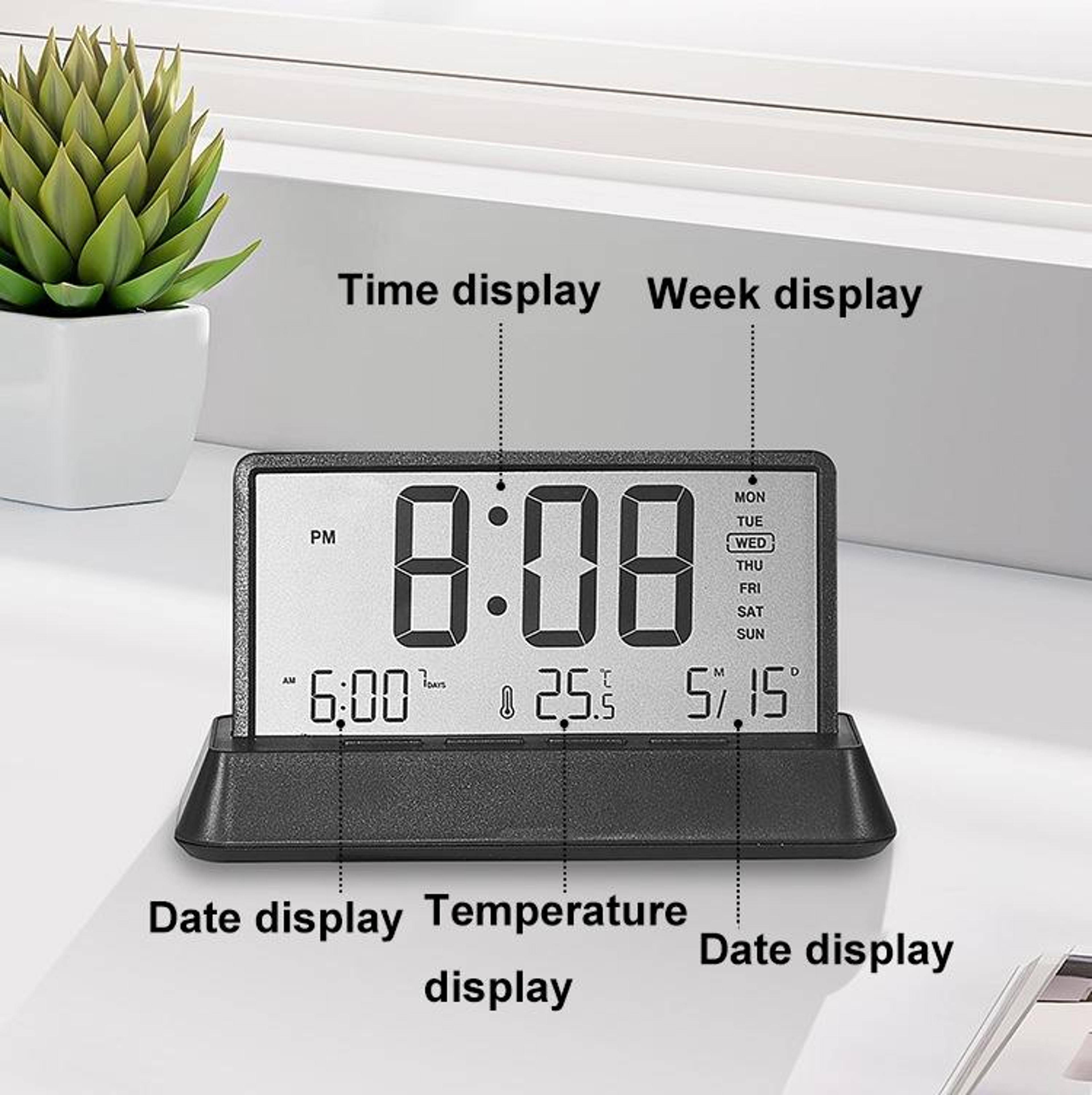 Smart LED Digital Alarm Clock With Temperature Display Date  Snooze Function 3