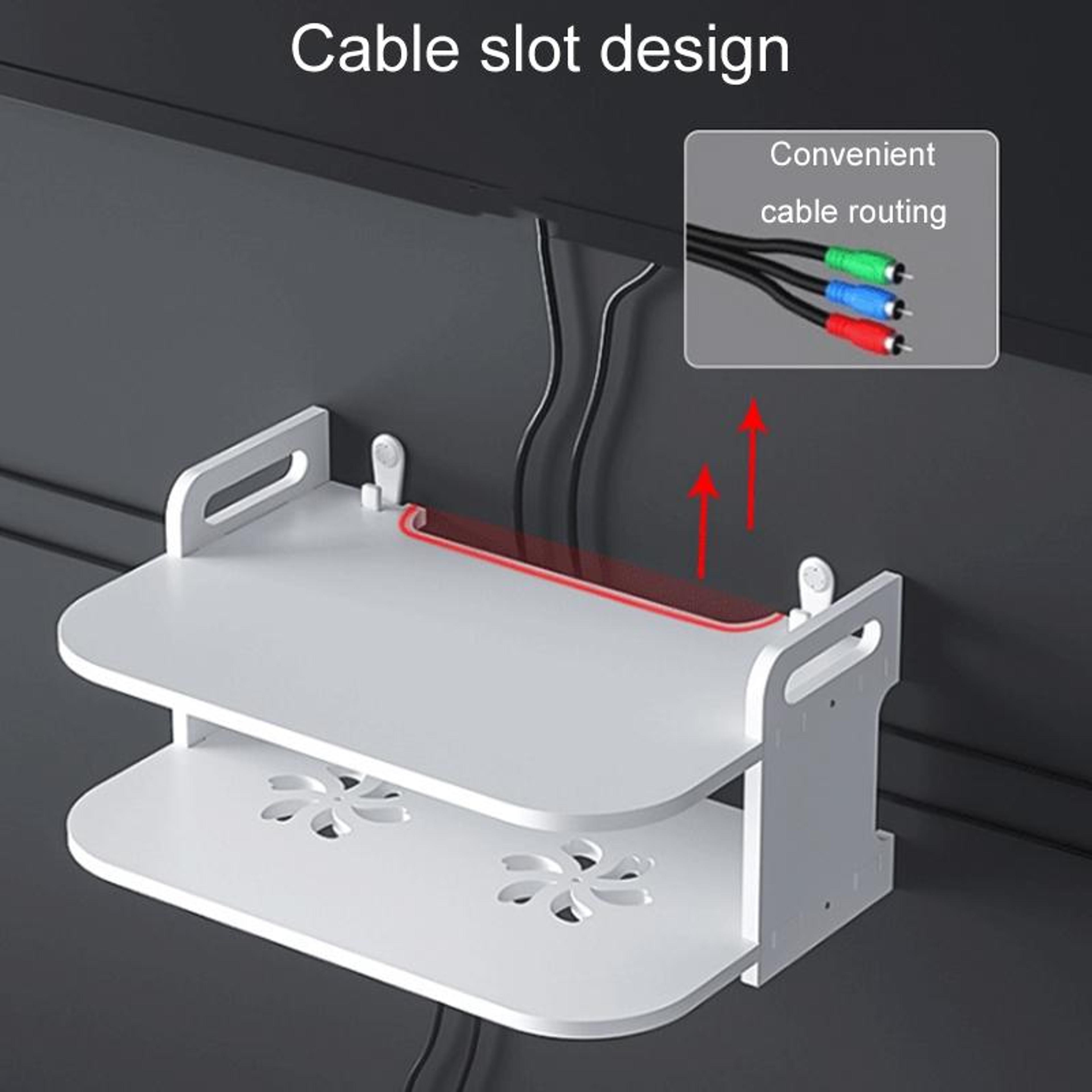 Modern Wall Mounted Projector Shelf  Set Top Box Organizer With Cable Management 5