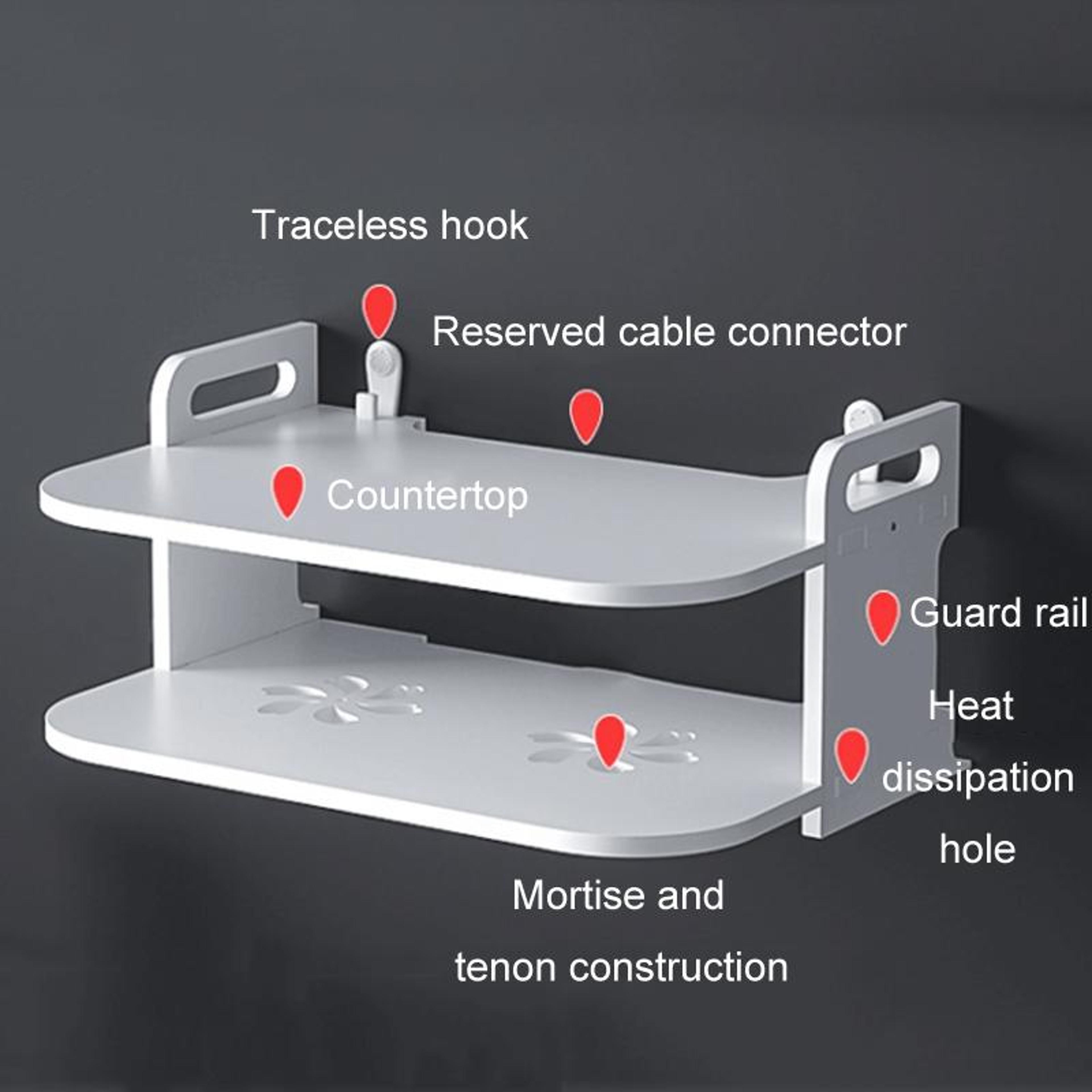 Modern Wall Mounted Projector Shelf  Set Top Box Organizer With Cable Management 7