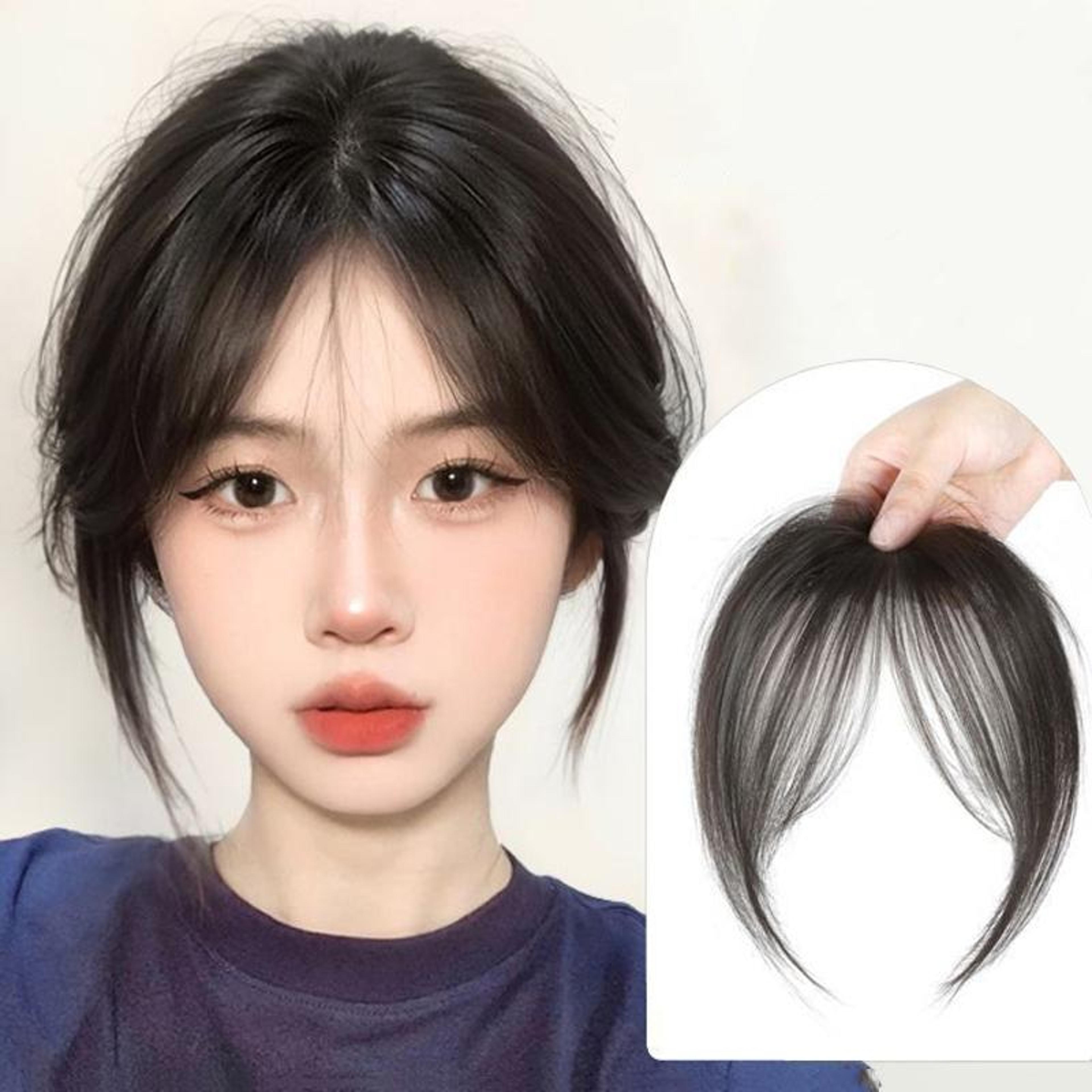 invisible clip in hair bangs extension for women natural fluffy face framing wig piece