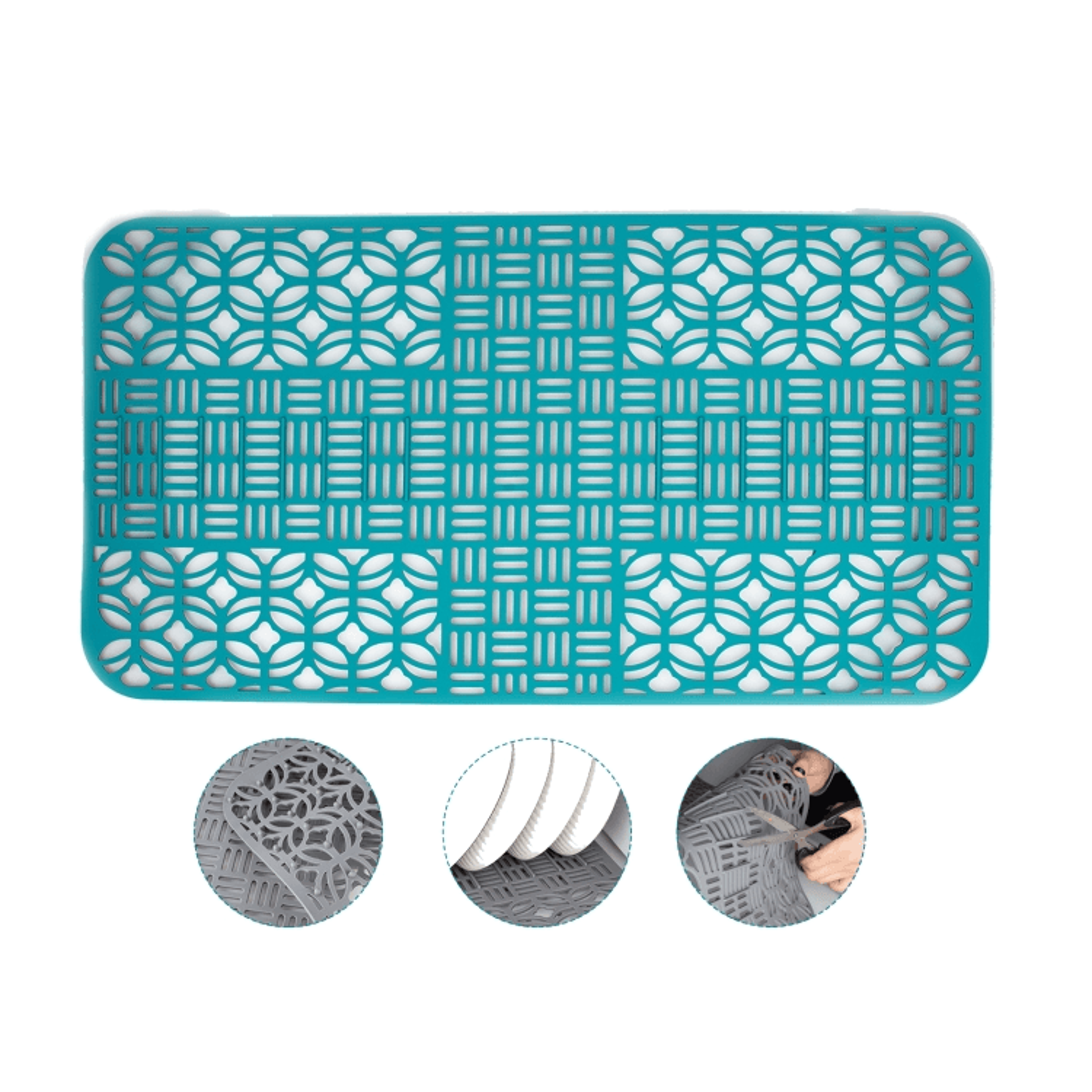 Premium Cuttable Silicone Sink Mat  Dish Drainer Pad For Kitchen Cabinets 10