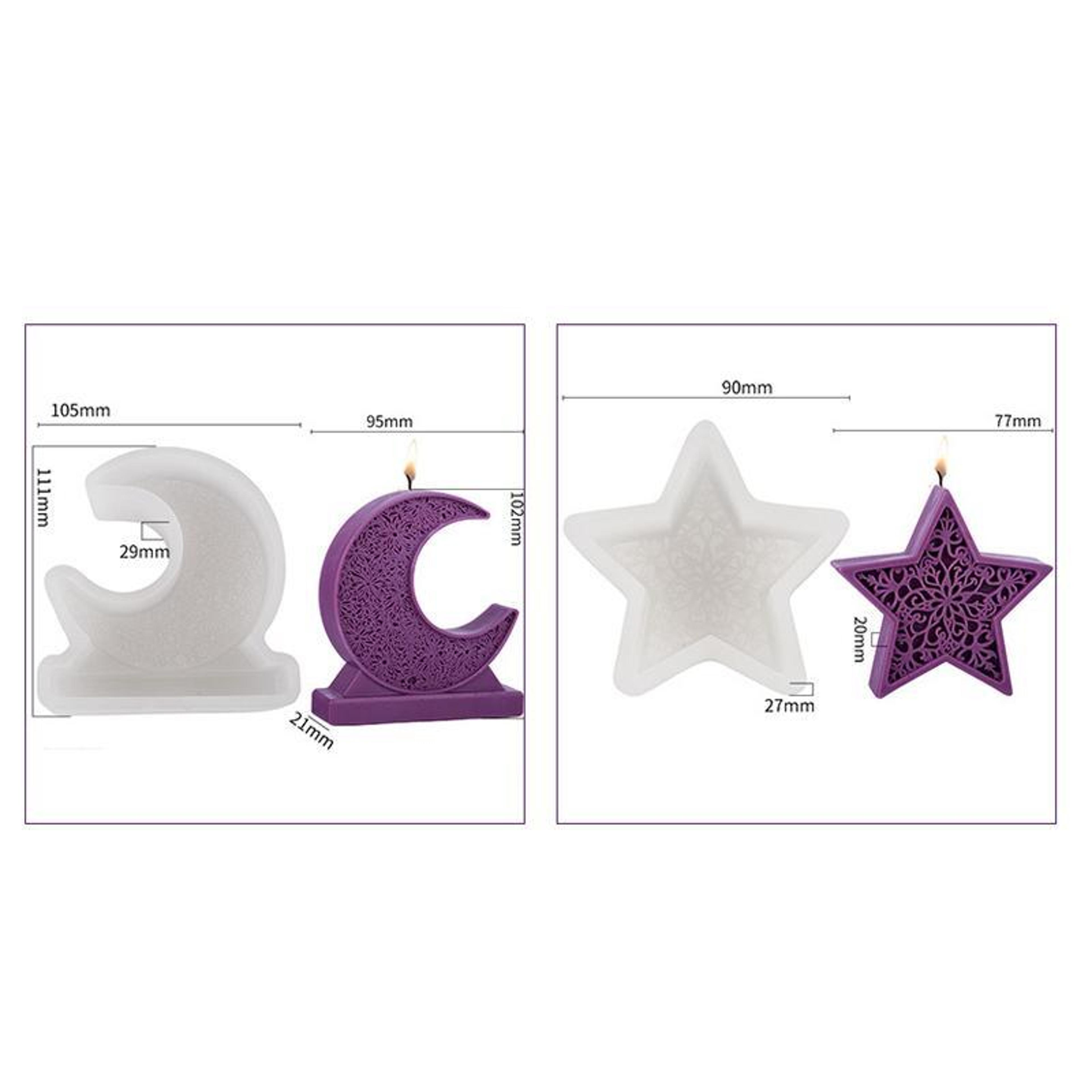 Moon  Star Silicone Candle Mold For DIY Aromatherapy Candles Soap  Plaster Crafts 8