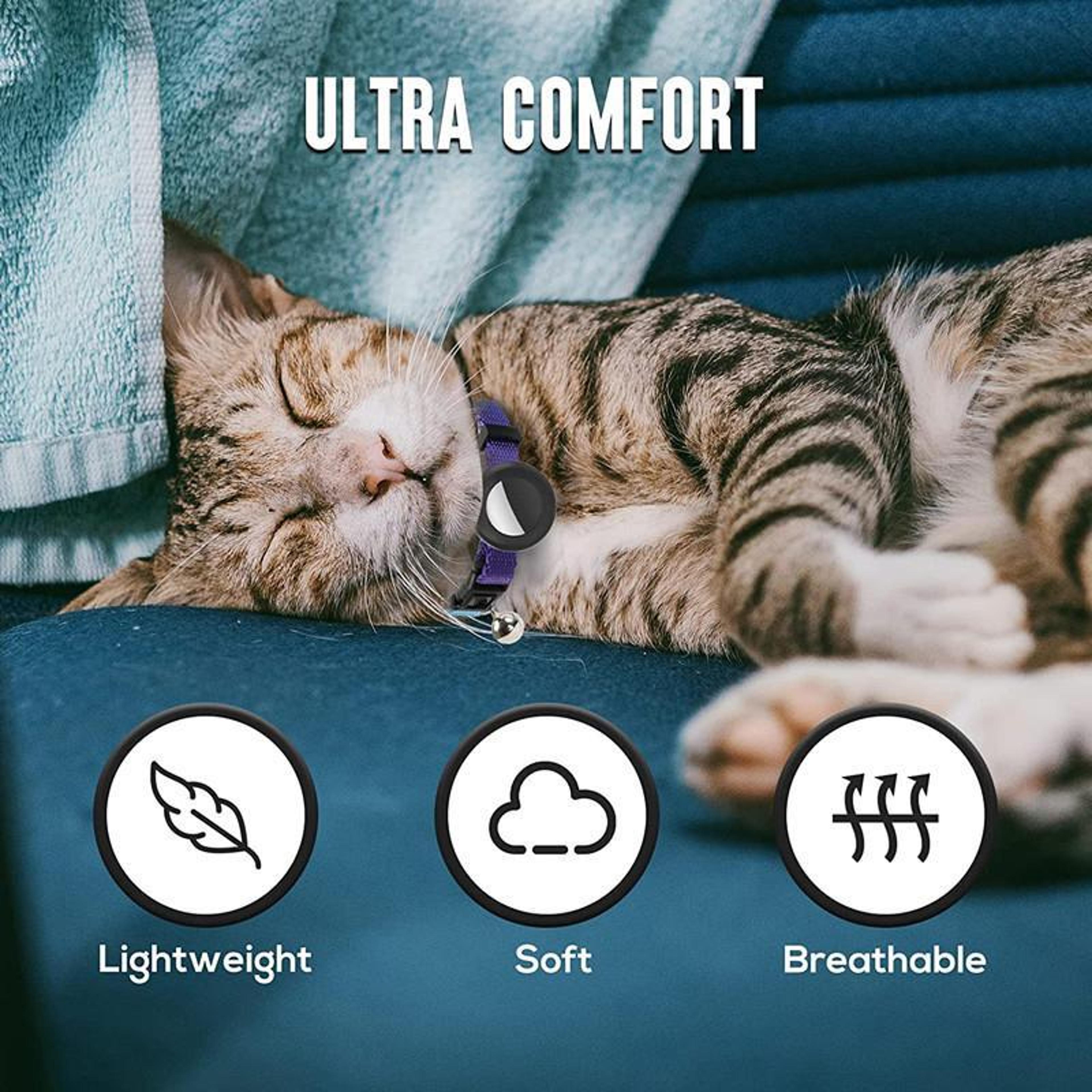 Rainbow Gradient AirTag Cat Collar With Bell  Waterproof Silicone Tracker Holder 5