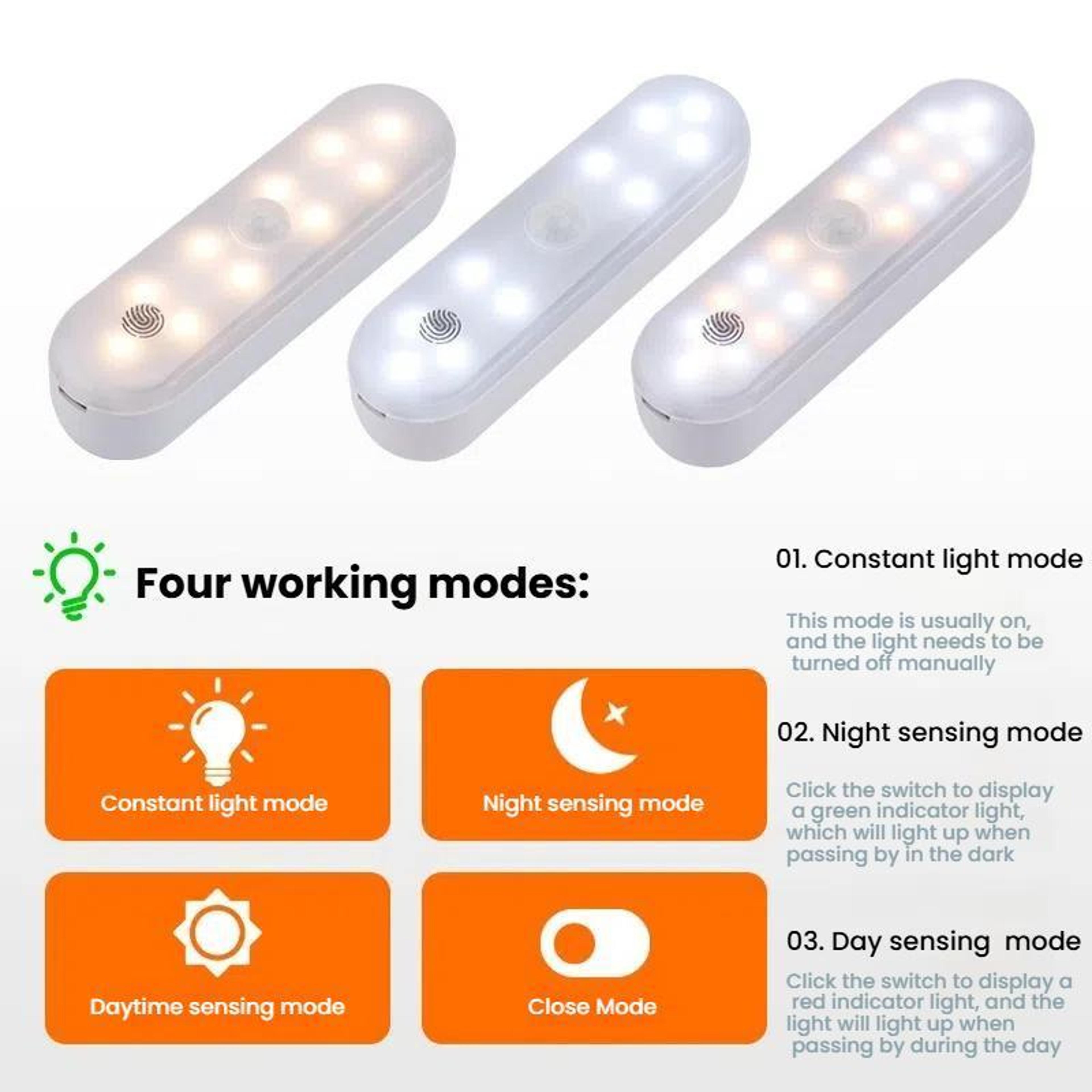 Magnetic Motion Sensor Under Cabinet Light Rechargeable 20 LED Lamp With 3 Color Modes 2