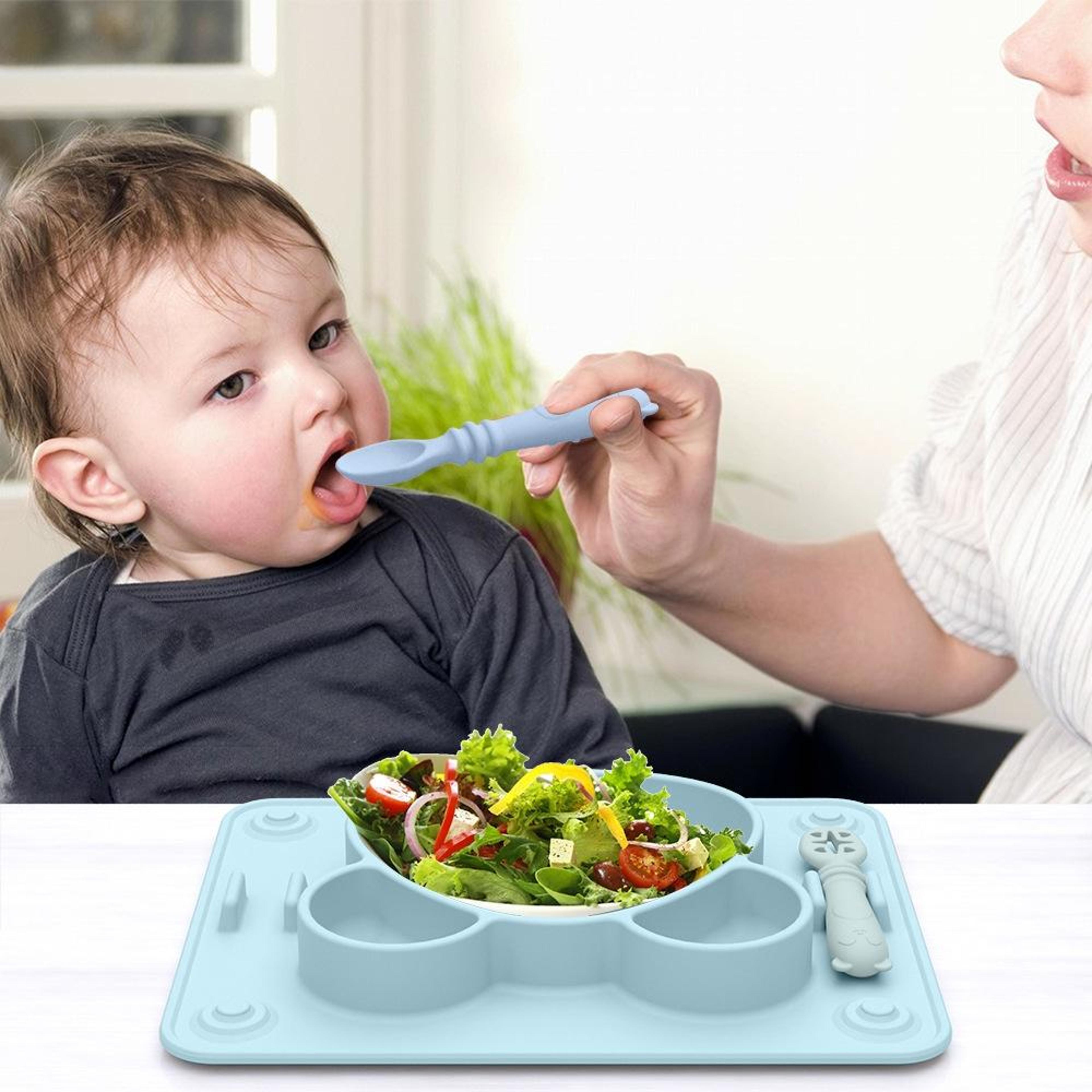 panda shape silicone suction plate for babies and toddlers with divided sections